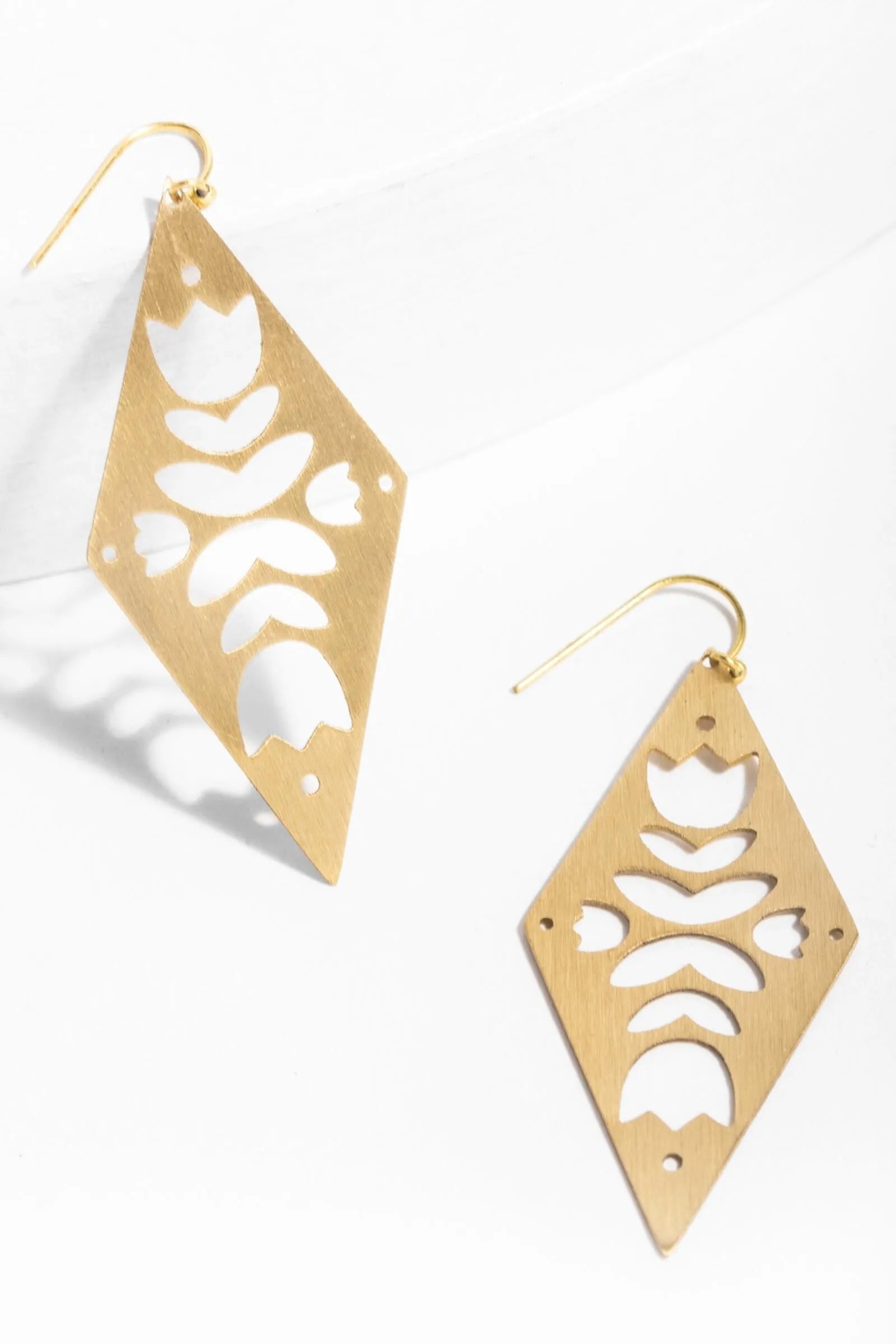 Diamond Drop Open Brass Earrings for Women - Elegant Dangle Earrings for Party, Wedding & Everyday Wear