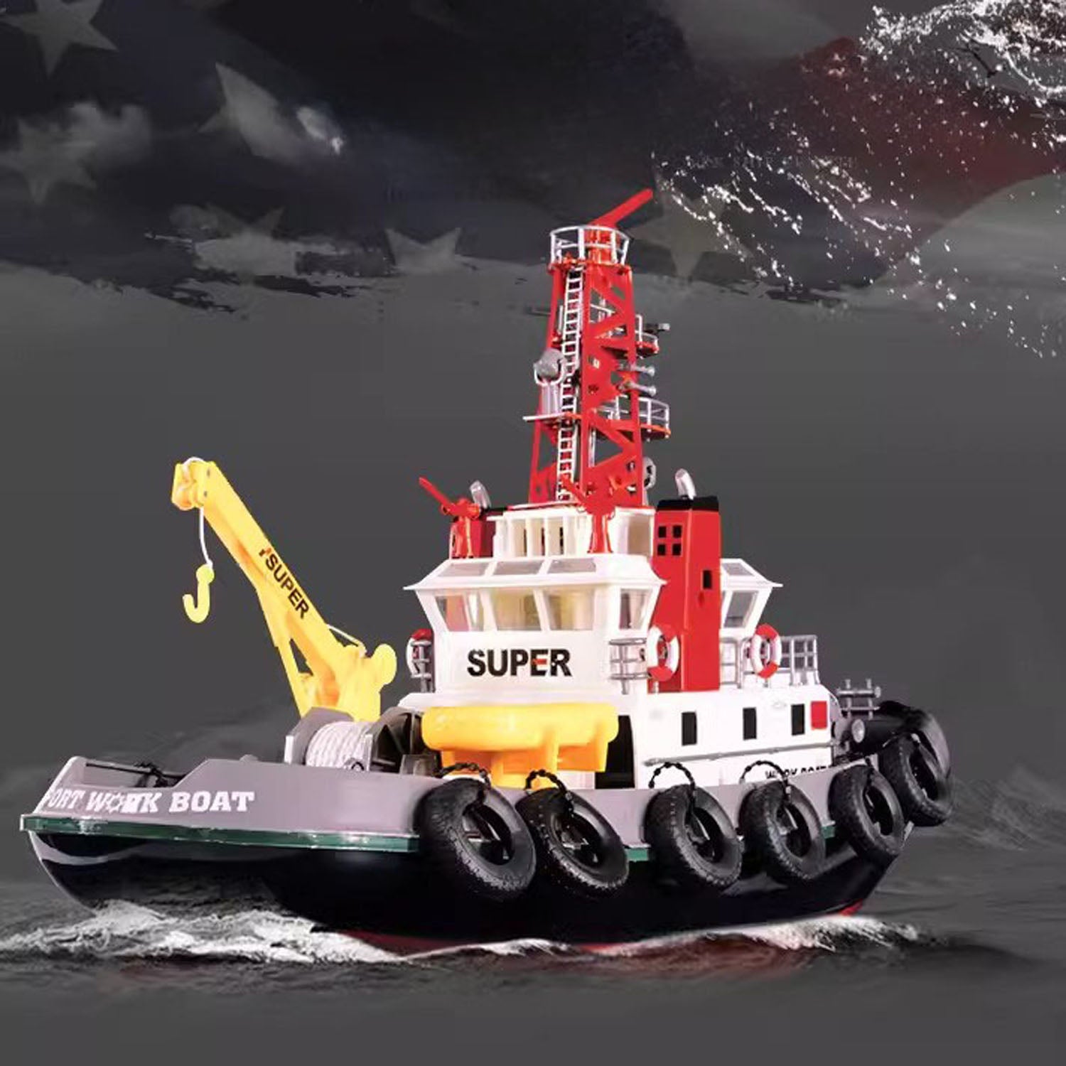 Heng Long 2.4G RC Fire Fighting Boat with Water Spray - Remote Control DIY Hobby Model Ship (60x23x45cm) - ESC Motor & Servo Included for Pool, Lake & Outdoor Water Play