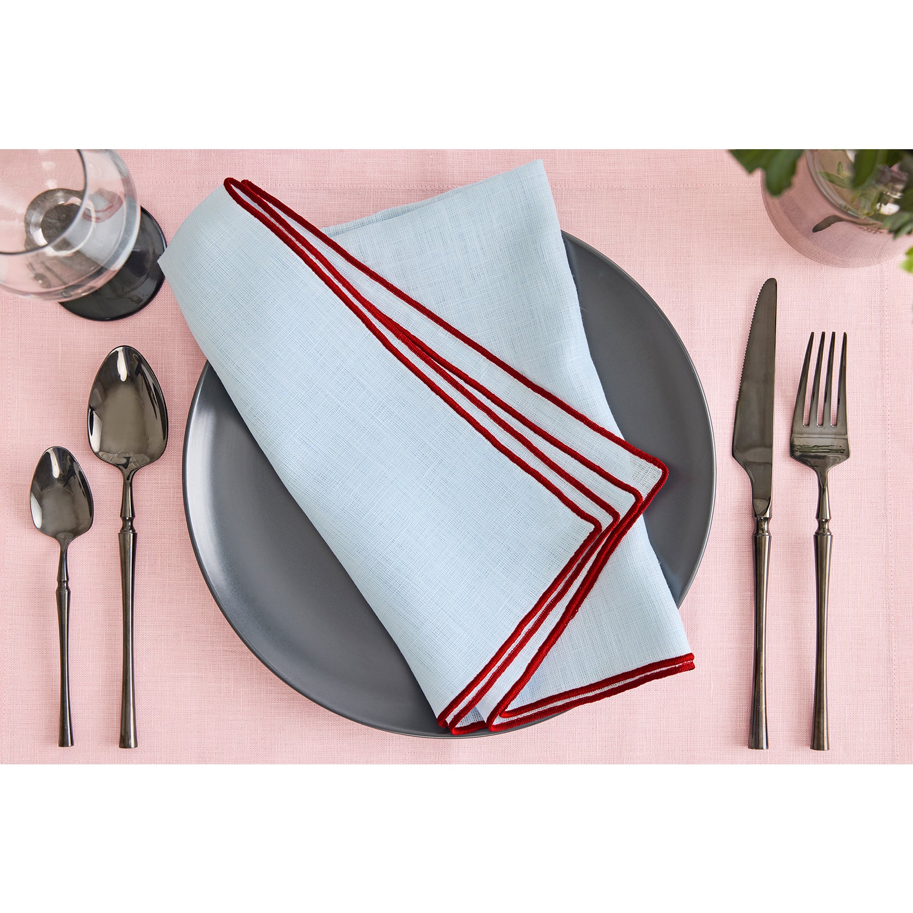 Premium Bianca Merrow Stitch Napkins Set of 4 - Elegant Embroidered Cotton Table Linens for Fine Dining & Special Occasions