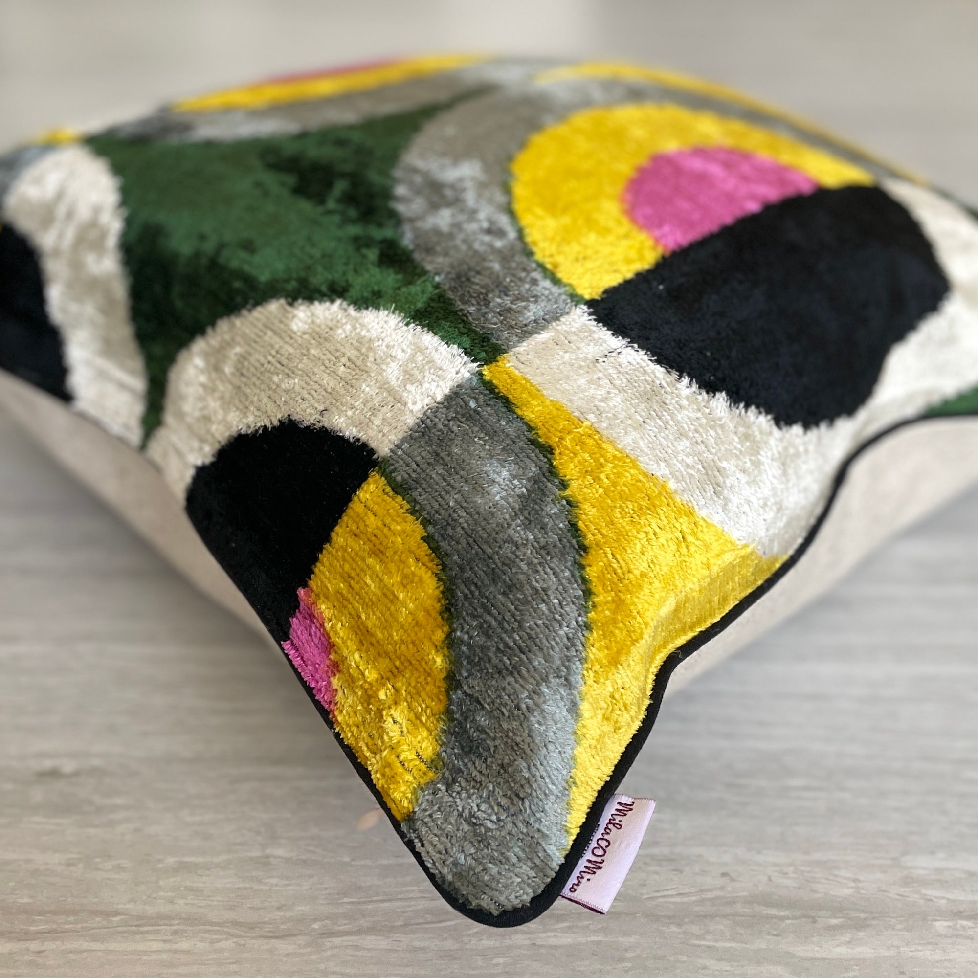 Luxury Velvet Ikat Cushion Cover | Bohemian Decorative Throw Pillow for Sofa & Bed | Home Decor Accent for Living Room & Bedroom