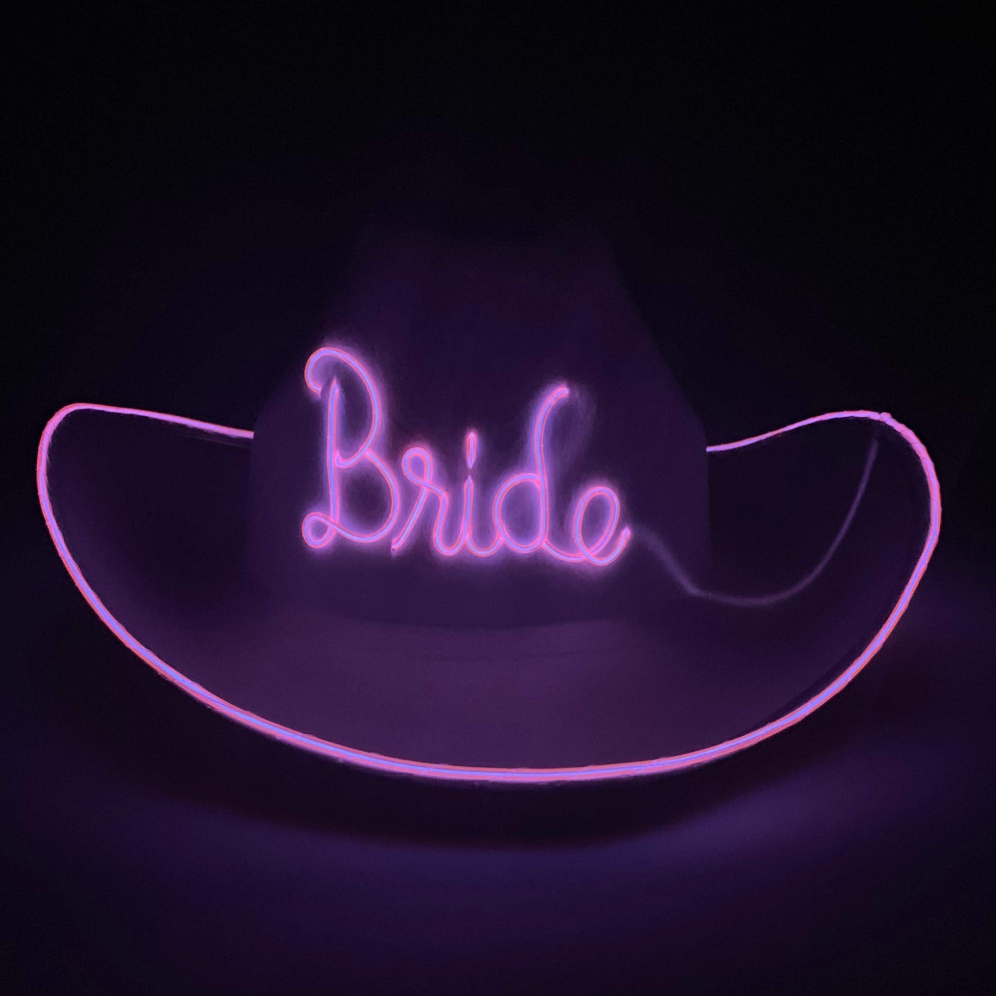 White Light Up Bride Cowboy Hat for Bachelorette Parties
