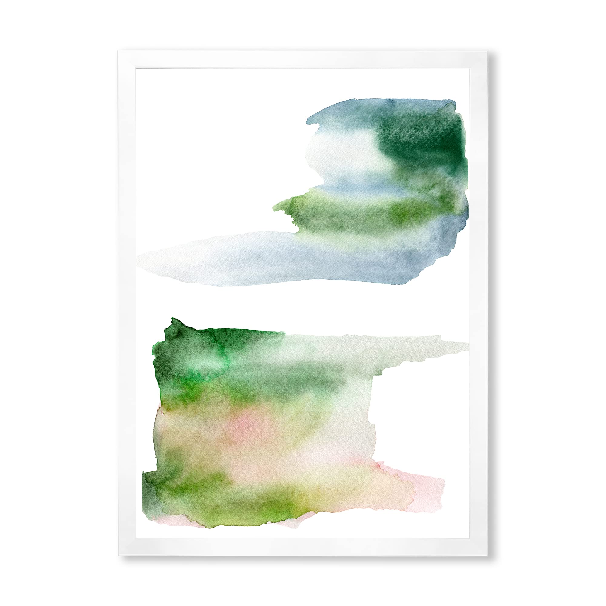 Modern Framed Wall Art with Blue, Pink, and Green Cloud Design - Perfect for Living Room, Bedroom, or Office Decor