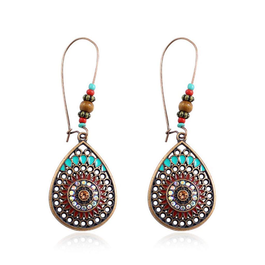 Vintage Bohemian Geometric Drop Earrings for Women – Water Drop Pendant Dangle Earrings – Perfect for Parties, Weddings, and Boho Fashion Accessories