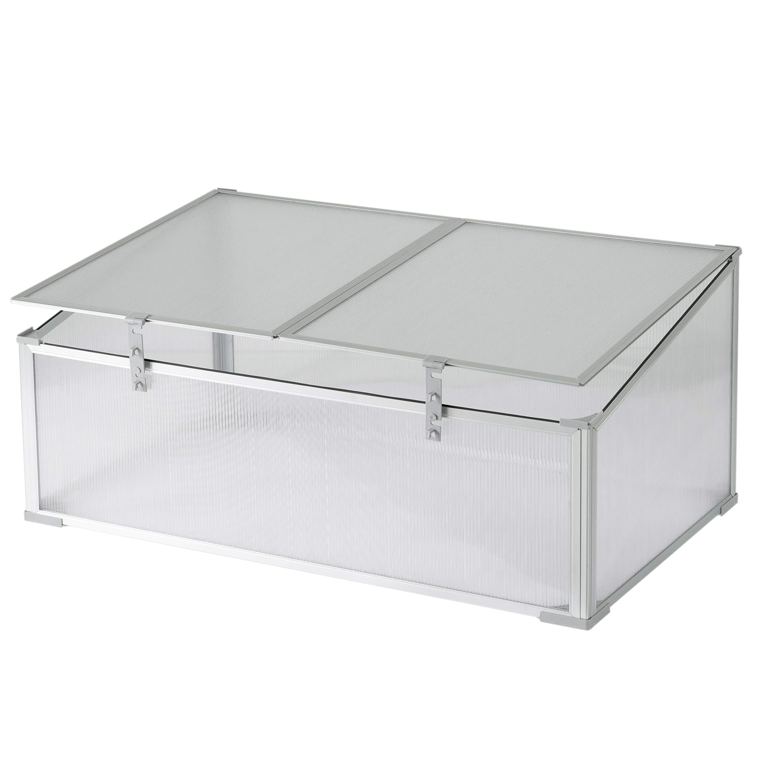 Portable Aluminum Cold Frame Greenhouse - Bottomless Flower Box & Plant Protector with UV-Blocking Transparent Double Walled PVC Panels | Perfect for Seed Starting, Winter Gardening, and Outdoor Plant Protection