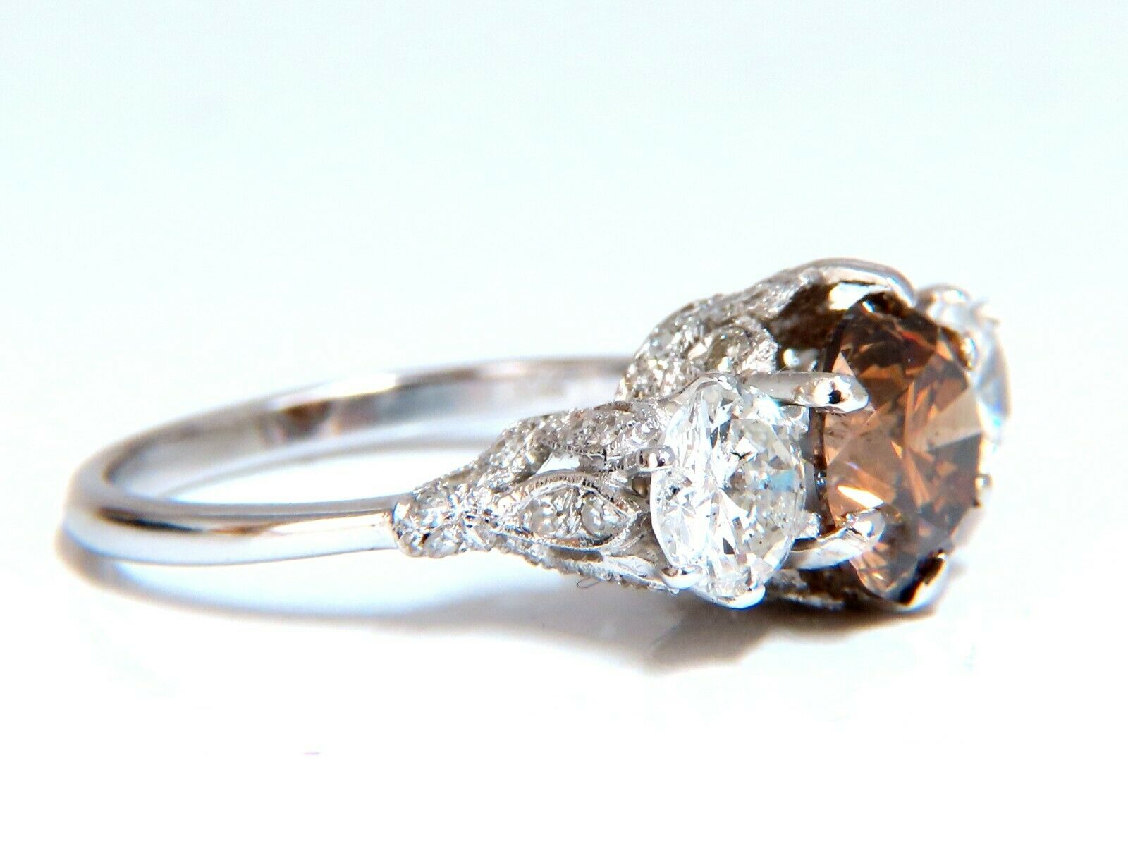 GIA Certified 3.64ct Fancy Brown Orange Diamond Ring - 18K Gold Three Stone Engagement Ring for Women - Perfect for Anniversaries, Proposals & Special Occasions