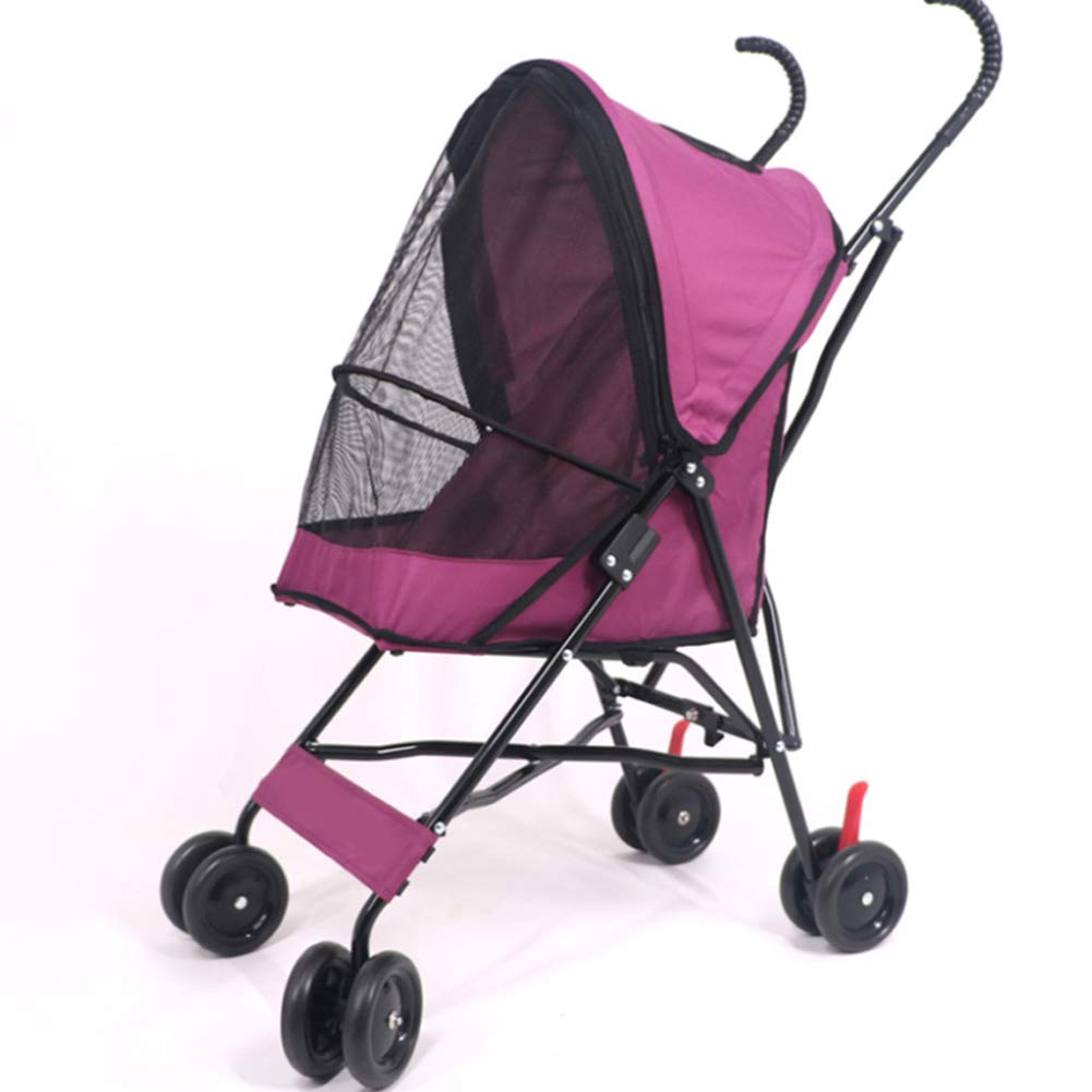 4-Wheel Pet Stroller for Cats & Dogs Up to 22Lbs - Foldable Jogger Stroller with Travel Carrier & Cage - Portable Red Stroller Cart for Walking, Jogging & Outdoor Adventures
