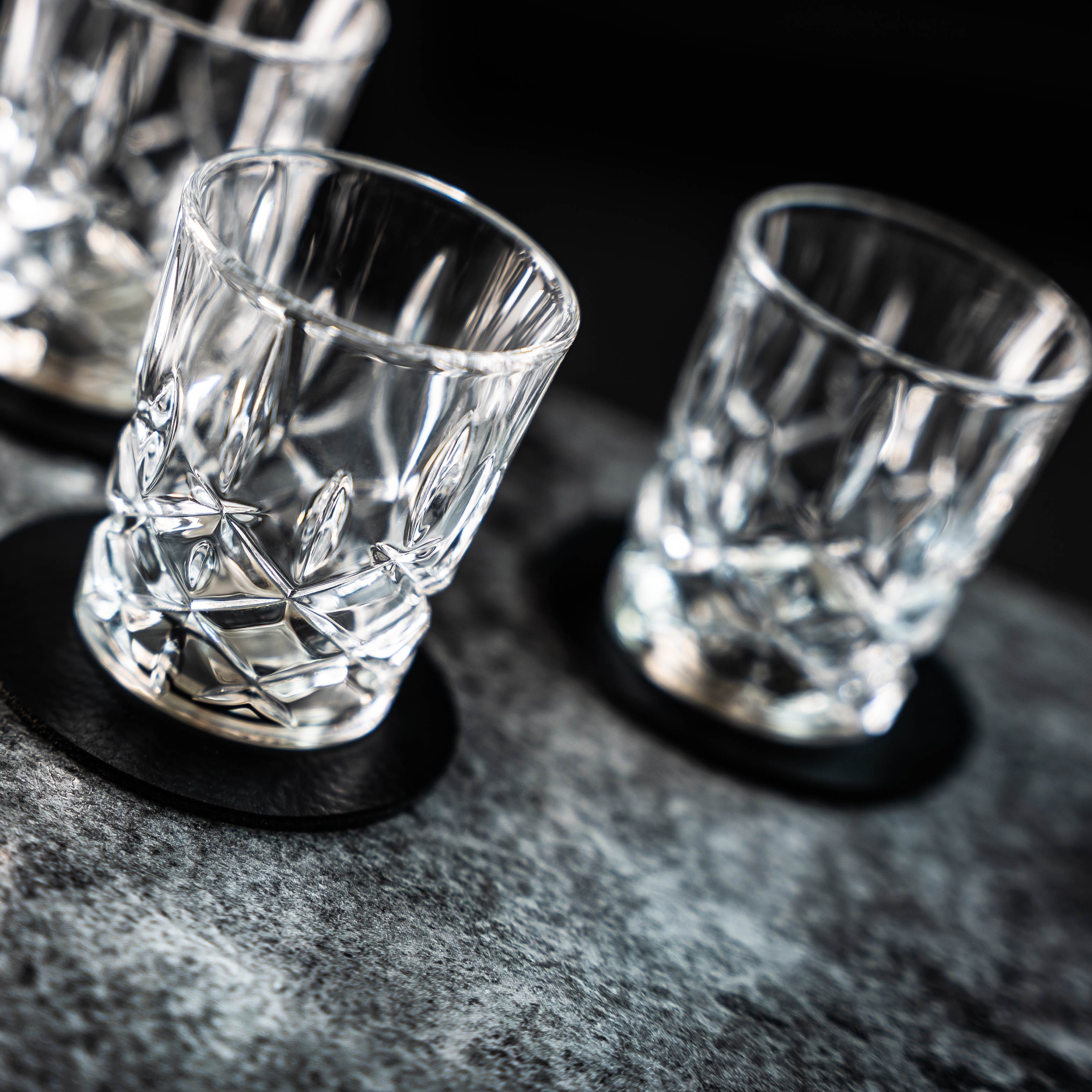 Premium Crystal Shot Glasses with Magnet Base - Elegant Drinking Glasses for Whiskey, Vodka, Tequila - Perfect for Parties, Home Bars & Gifts