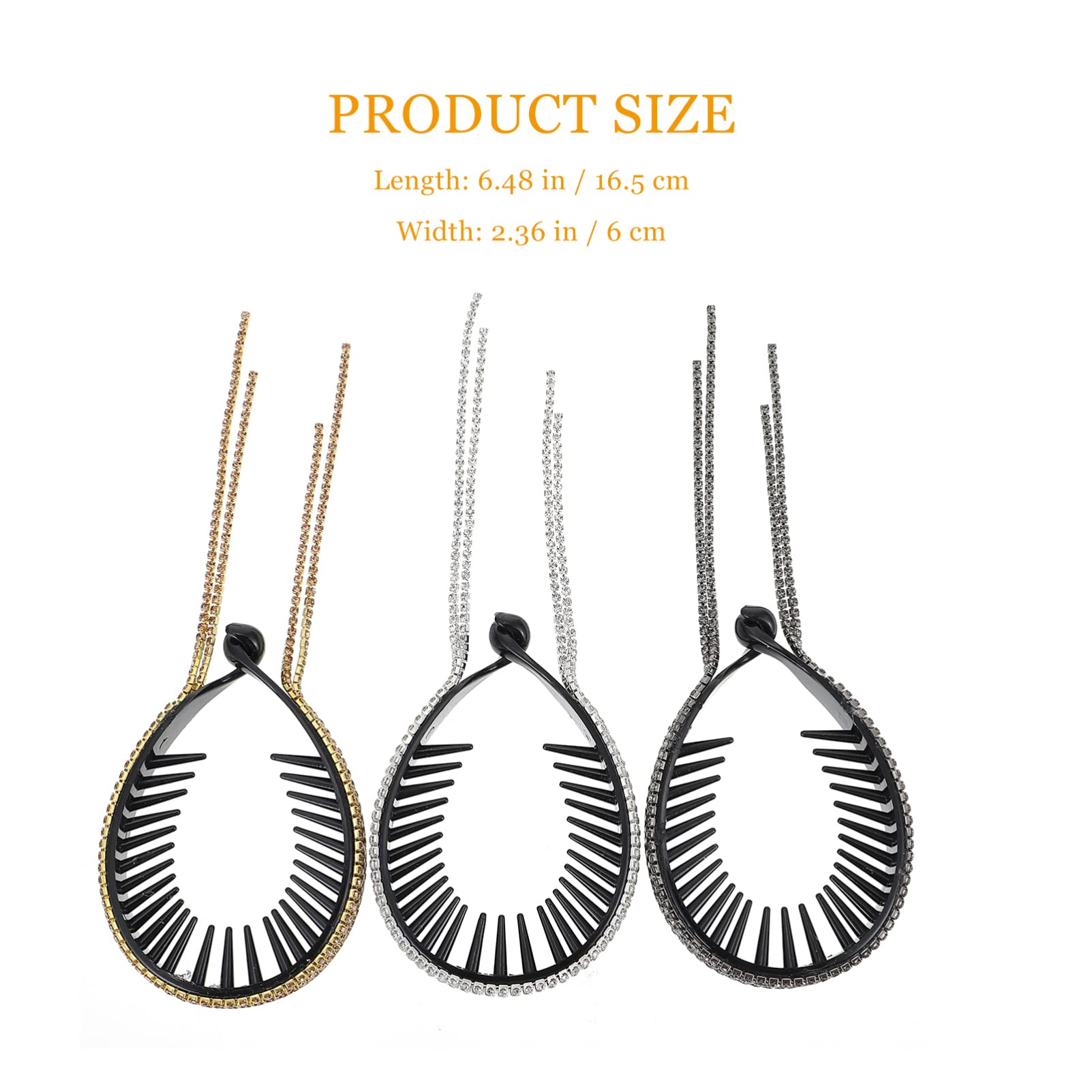 OSALADI 3-Piece Rhinestone Hair Clips Set - Large Hair Claw Clips for Women, Hair Bun & Ponytail Accessories, Non-Slip Hairpins for Braids, Updos & Styling - Perfect for Parties, Weddings & Everyday Use