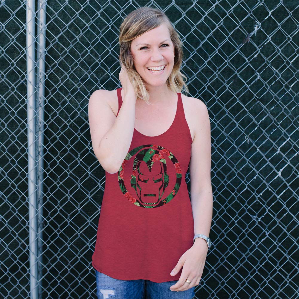 Iron Man Marvel Classic Iron Rose Women's Racerback Tank Top - Superhero Graphic Tee for Women, Cool & Comfortable Workout & Casual Wear