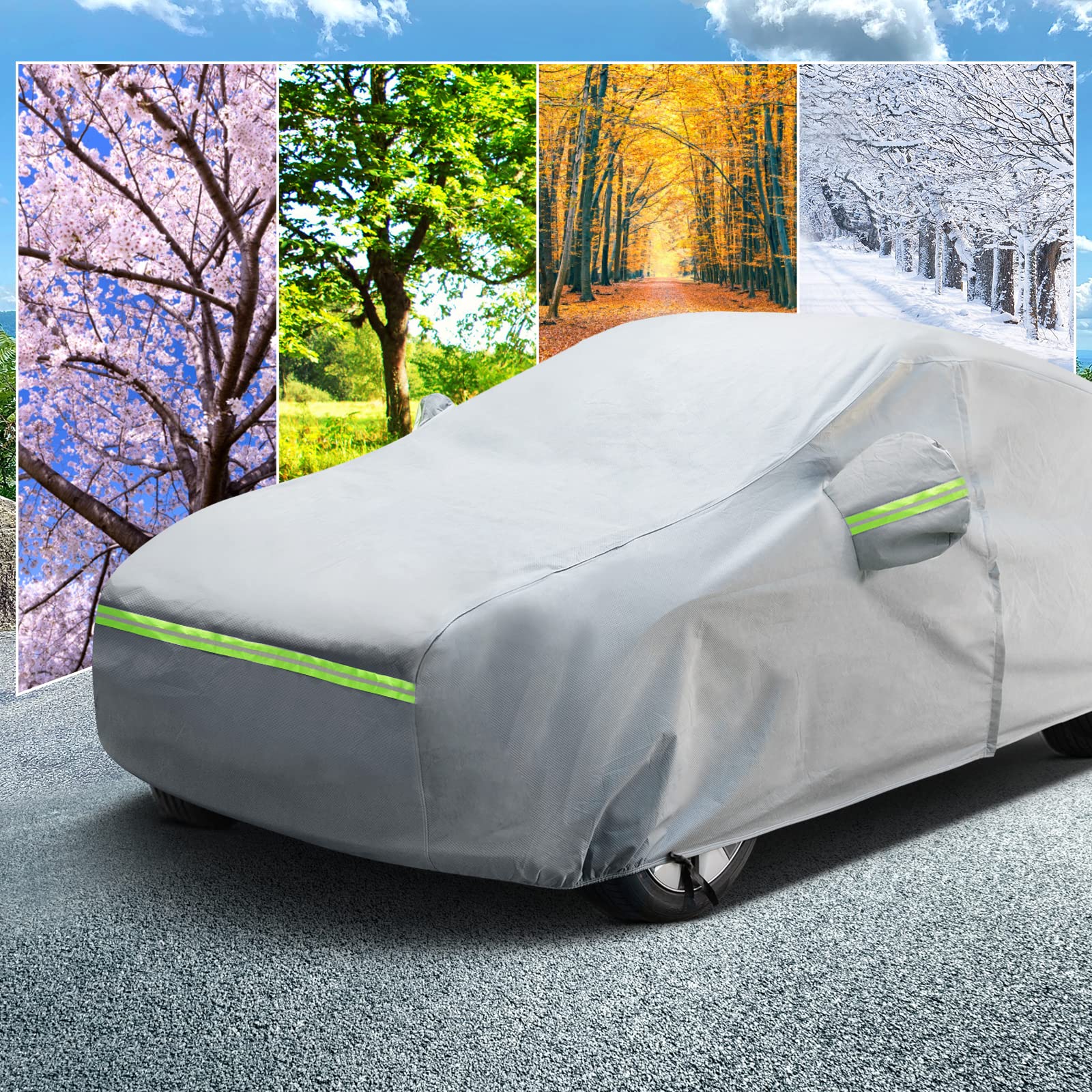 Tesla Model Y Full Car Cover with Charge Port Opening - Waterproof, All-Weather Heavy Duty Protection - Snowproof & Windproof Outdoor Car Cover with Door Zipper & Storage Bag - Perfect for Winter, Travel & Long-Term Parking Protection