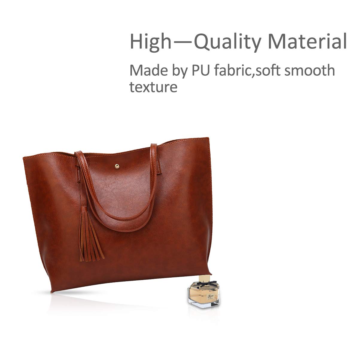 NICOLE&DORIS Women's Large PU Leather Tote Bag - Stylish Shoulder Handbag for Work, Travel & Everyday Use