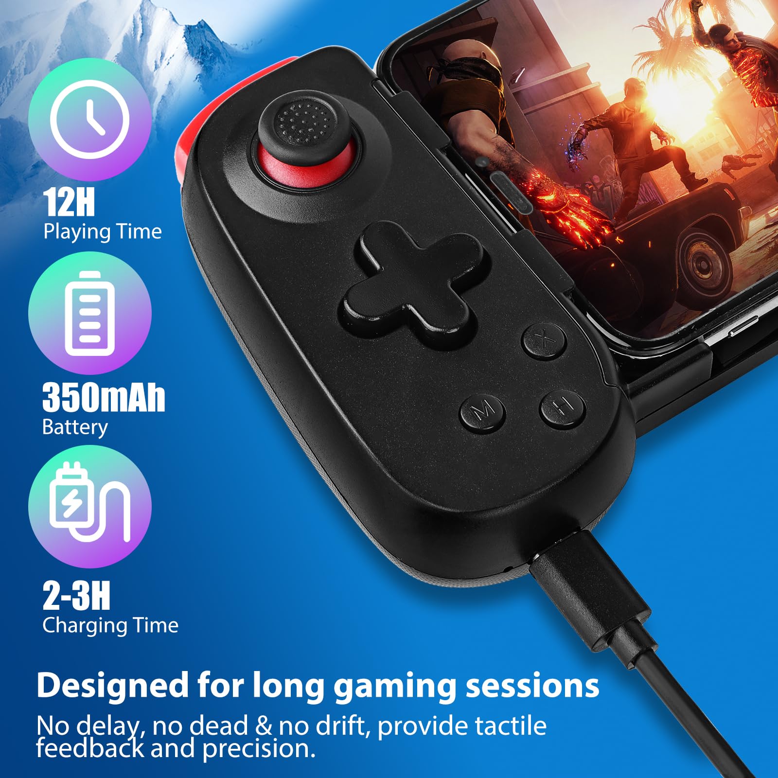 Wireless Bluetooth Game Controller for iOS Android - Xbox/PS/Switch/PC/Steam - Perfect for Mobile Gaming