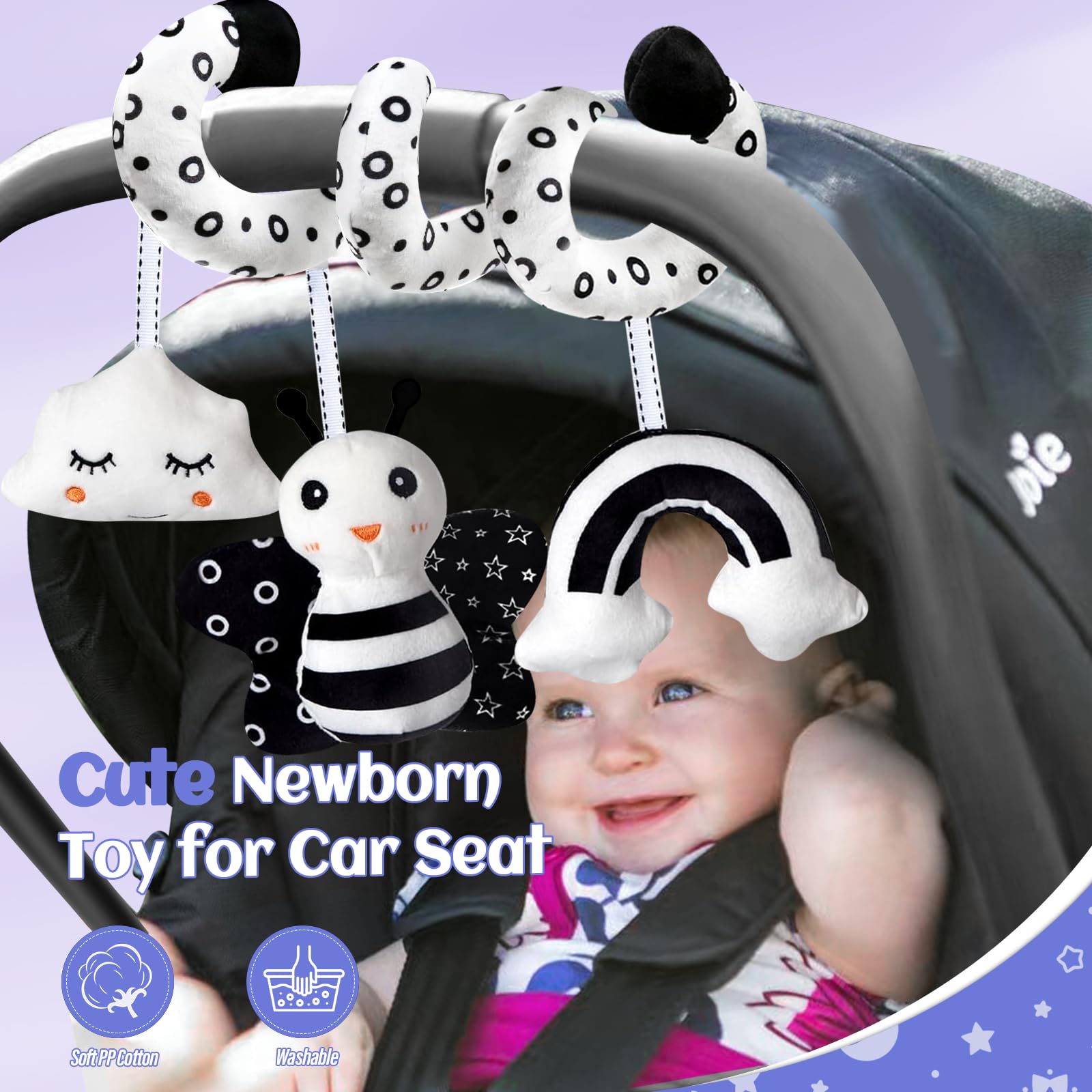 High Contrast Black and White Baby Sensory Toys - Montessori Learning Toys for Newborns & Toddlers - Brain Development Educational Gifts for Infants - Perfect for Tummy Time & Early Visual Stimulation