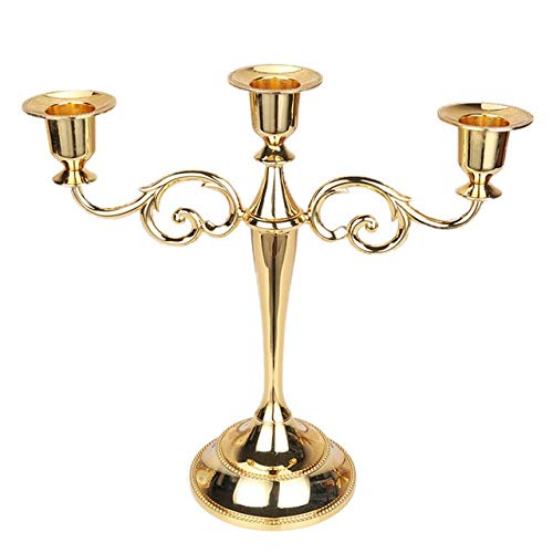 Vintage 3-Arm Candle Holder - Antique Metal Candlestick for Romantic Dinner, Wedding Centerpiece & Home Decor | Perfect for Table Settings, Holiday Decorations & Special Occasions