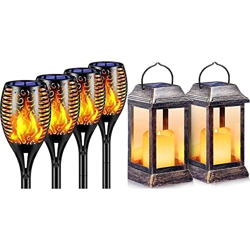TomCare Solar Torch Lights Outdoor - Waterproof Flickering Flame Solar Lights for Garden, Patio, Yard & Pathway - Perfect for Backyard, Landscape & Holiday Decorations