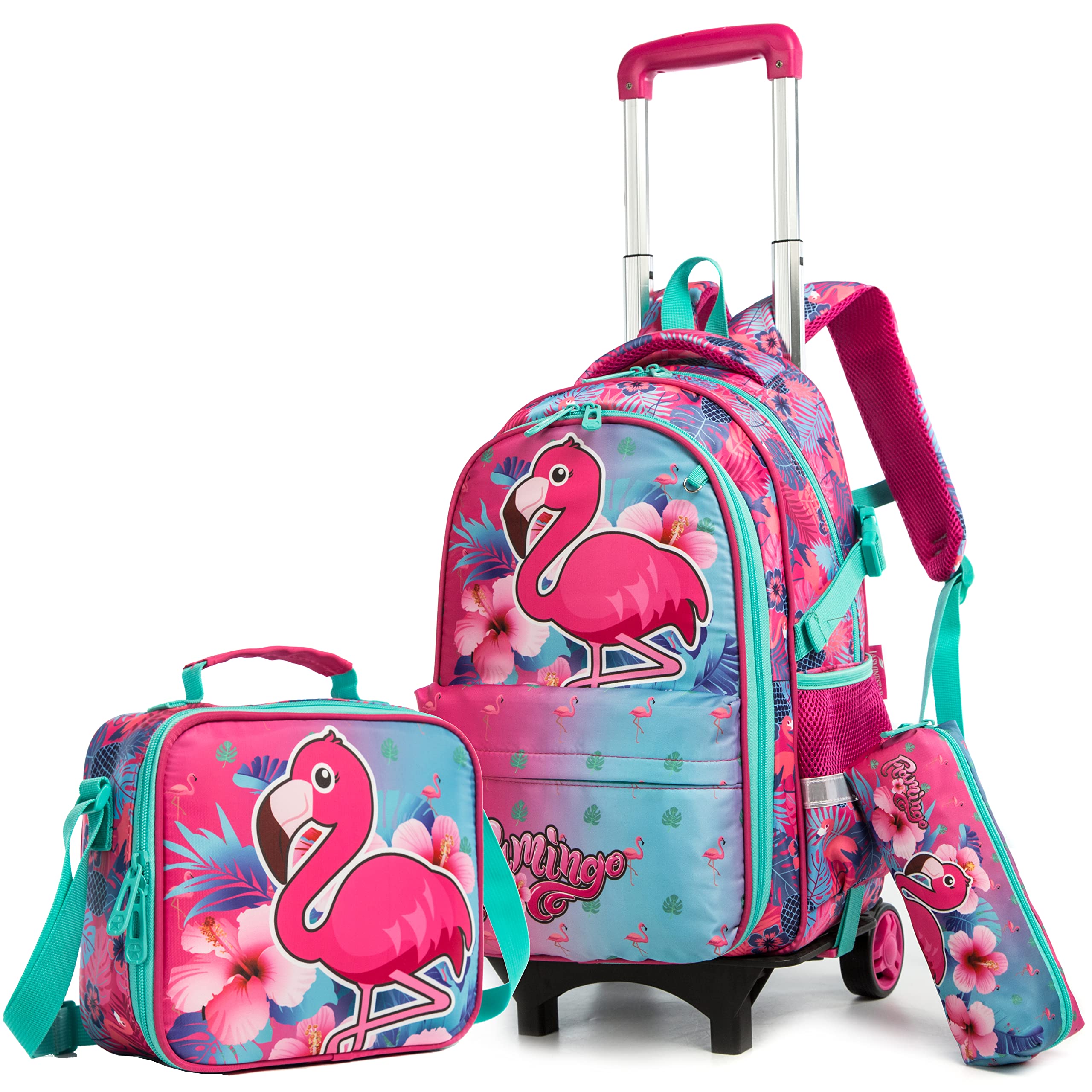 Rolling Backpack for Girls with Wheels - Lightweight Travel Backpack Trolley Luggage for School, Airplane, and Outdoor Adventures