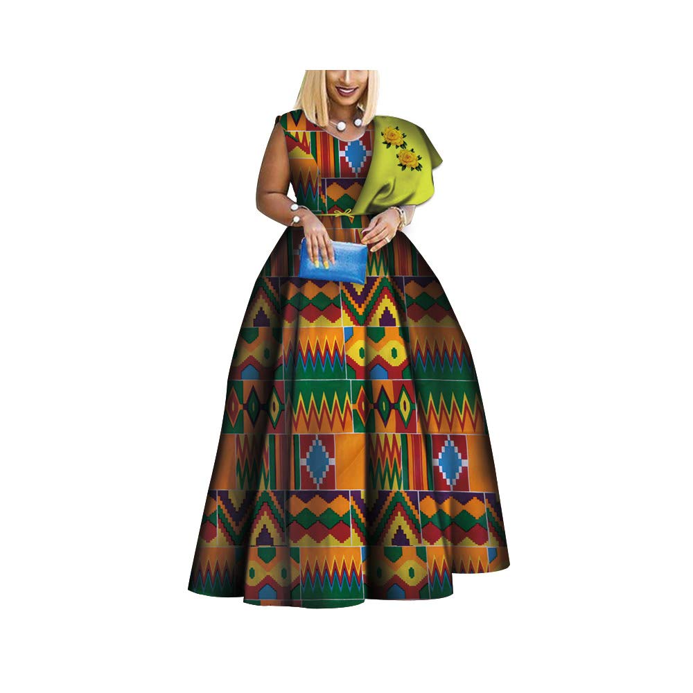 BAZINRICHE African Print Dashiki Dress for Women - Long Plus Size Party Dress for Weddings, Festivals & Cultural Events