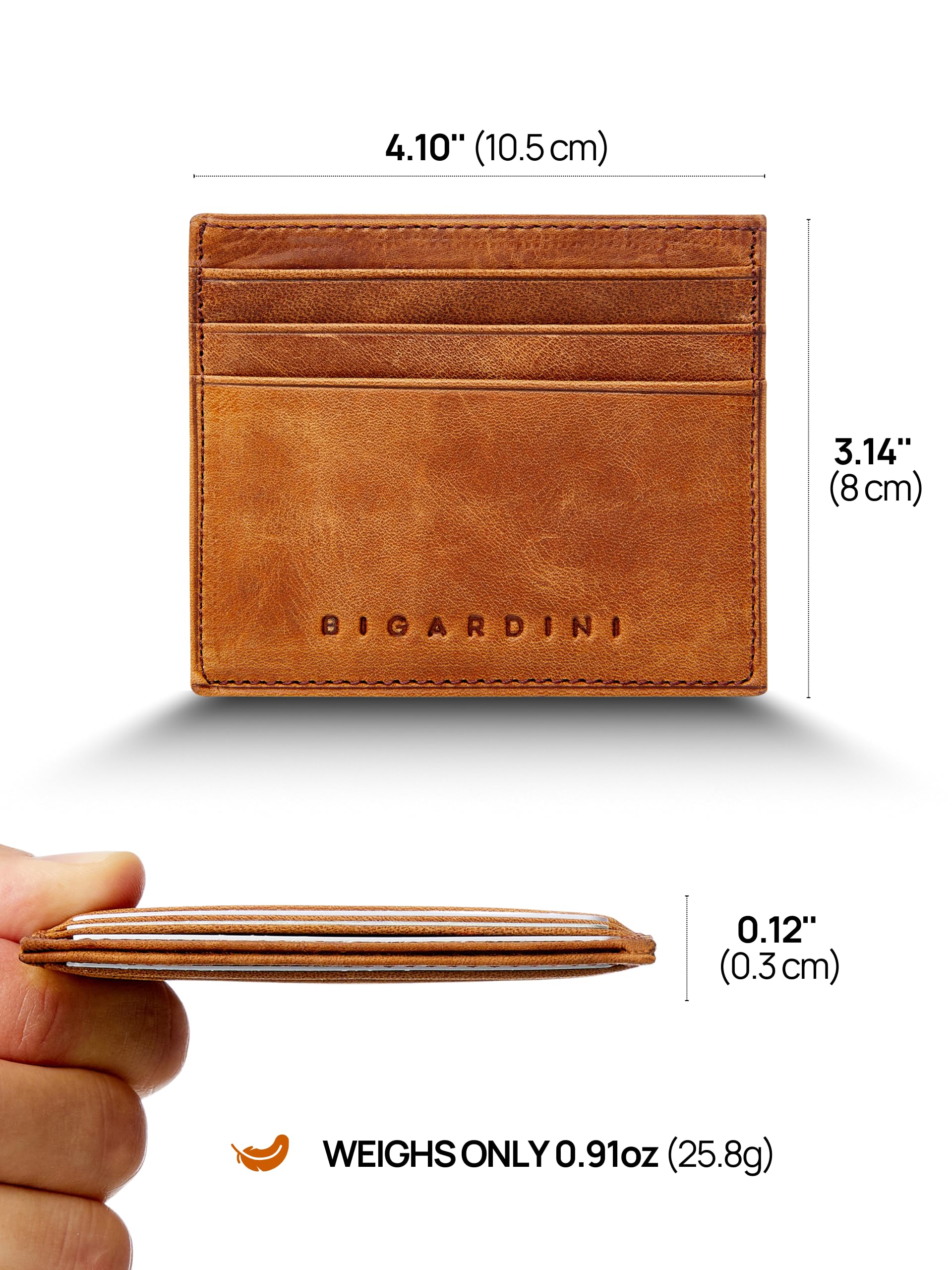 Slim Minimalist RFID Blocking Leather Card Wallet for Men & Women - Stylish Brown Leather Card Holder for Credit Cards & IDs | Perfect for Travel, Business & Everyday Use