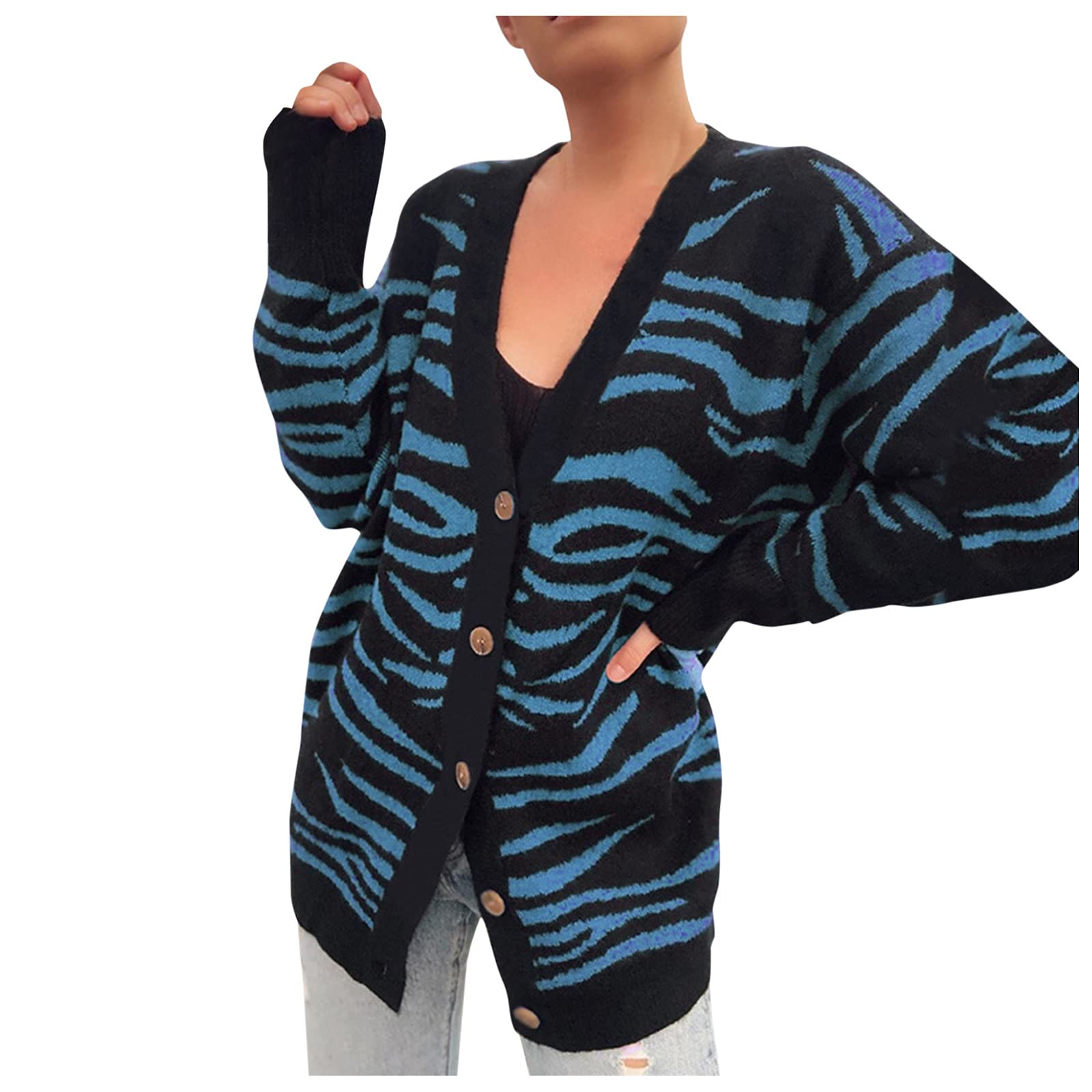 Women's Long Sleeve Striped Cardigan Sweater - Korean Fashion Casual Knit Top for Fall & Winter | Perfect for Office, Dating and Daily Wear