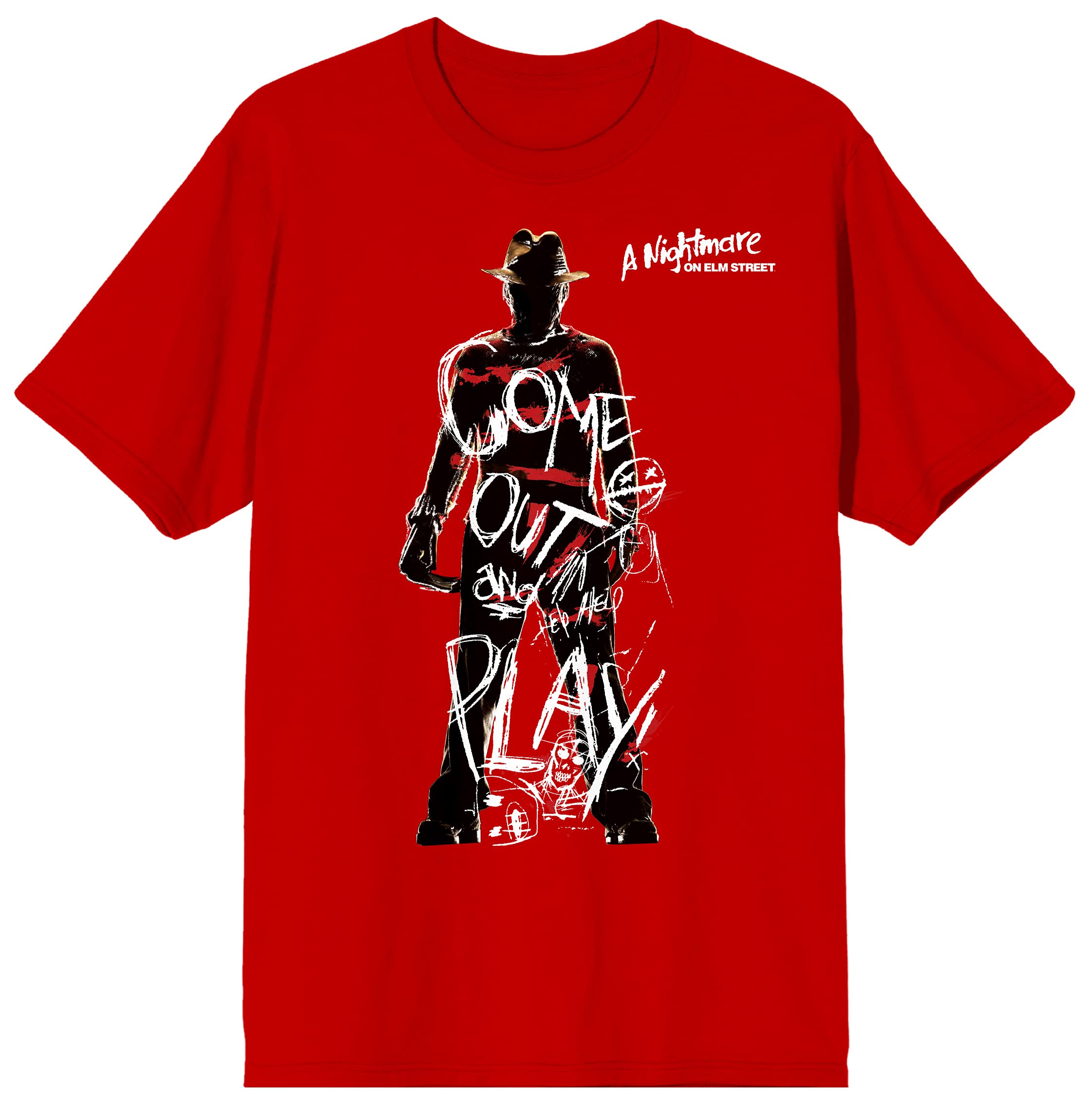 Nightmare On Elm Street Come Out and Play Red T-Shirt - Horror Movie Fan Merchandise for Halloween & Cosplay