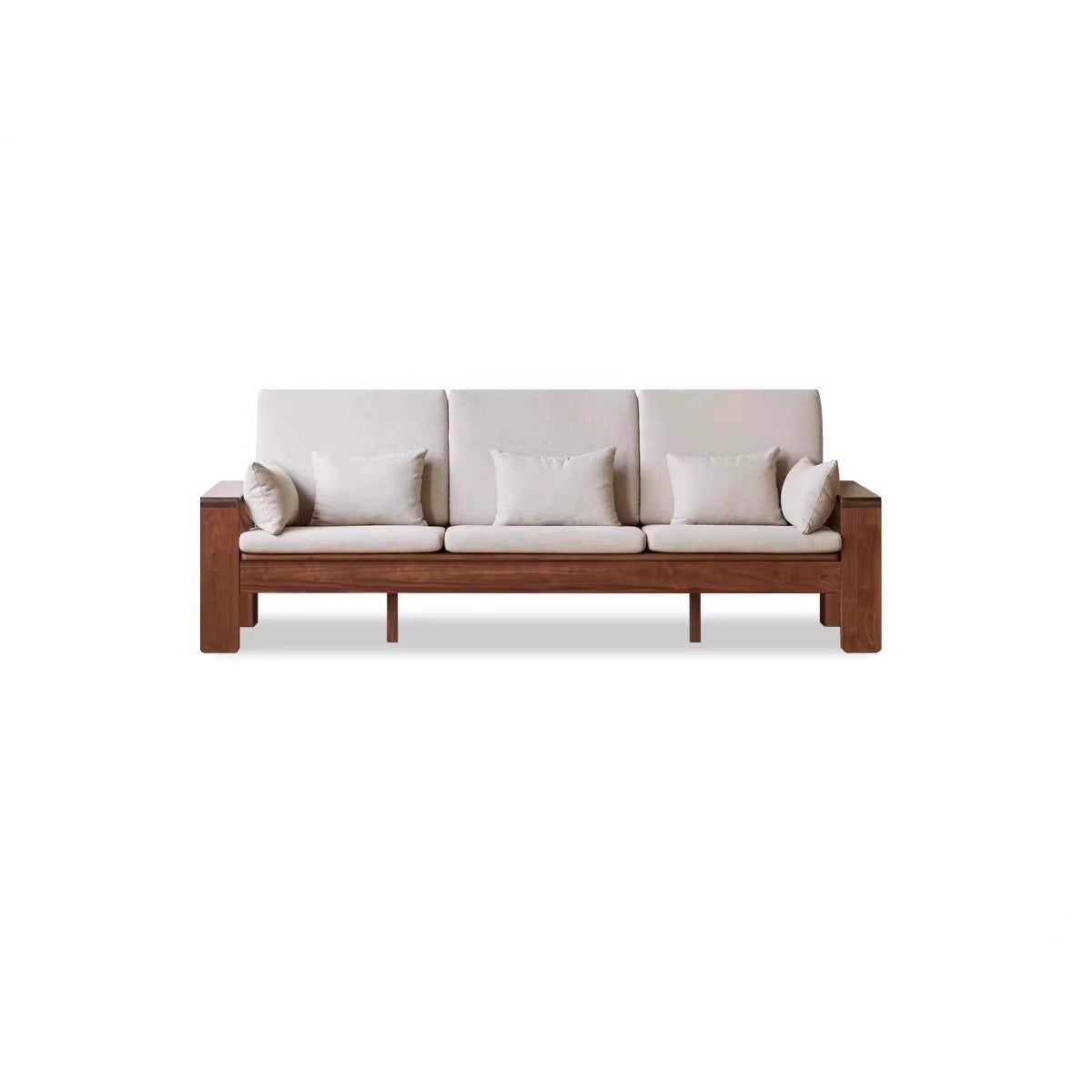 Premium Black Walnut Solid Wood Fabric Sofa - Modern Nordic Style 2-in-1 Convertible Sofa Bed for Living Room & Guest Room | Durable & Stylish Home Furniture