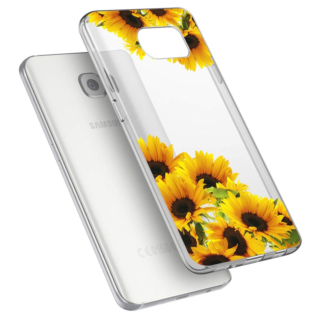 Cute Clear Slim Shockproof Sunflower TPU Case for Samsung Galaxy S7 - Soft Flexible Protective Cover for Women & Girls - Perfect for Everyday Use, Work, and Travel