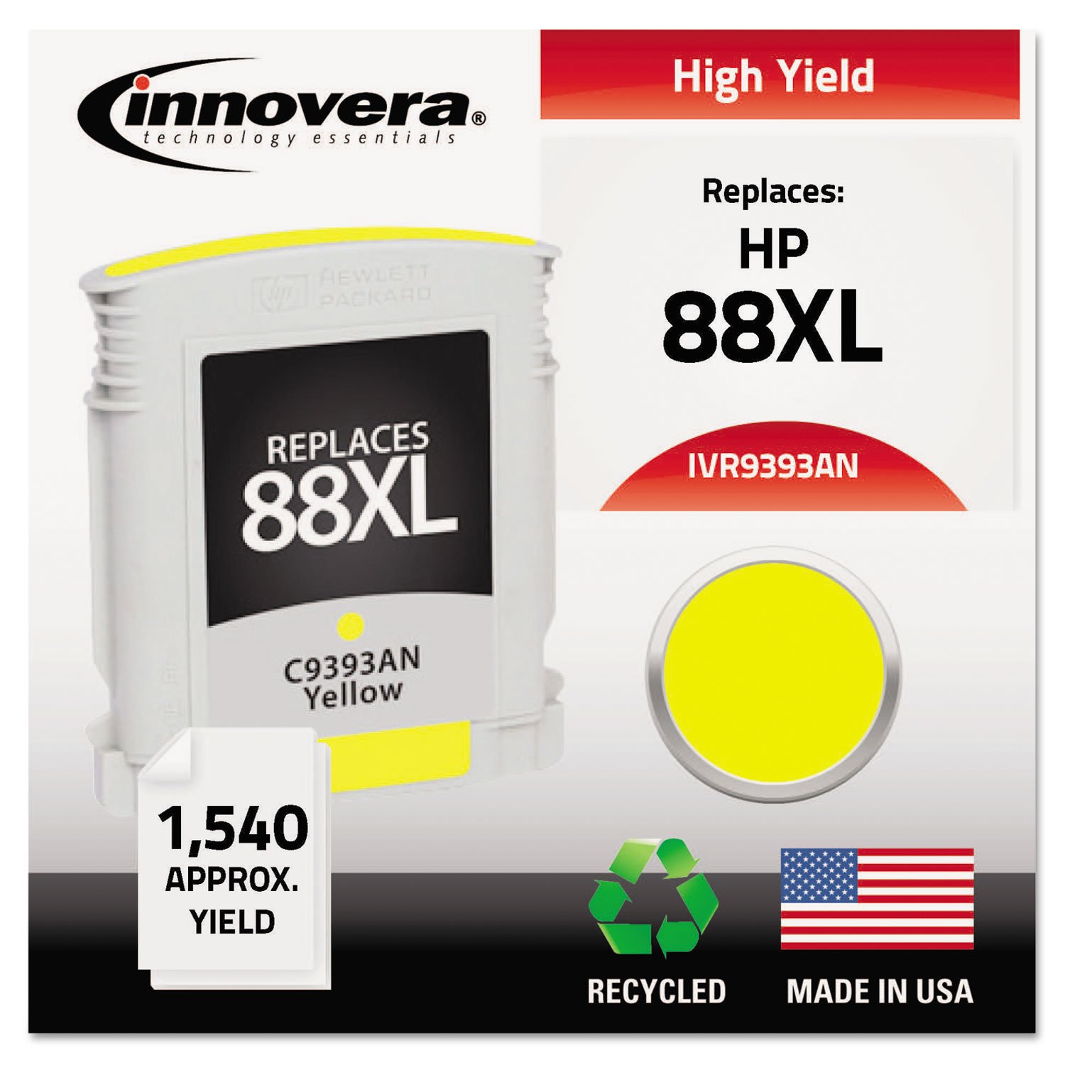 Innovera IVR9393AN Remanufactured C3939AN 88XL High-Yield Ink Cartridge - Compatible with HP Printers | Ideal for Home Office & Small Business Printing Needs