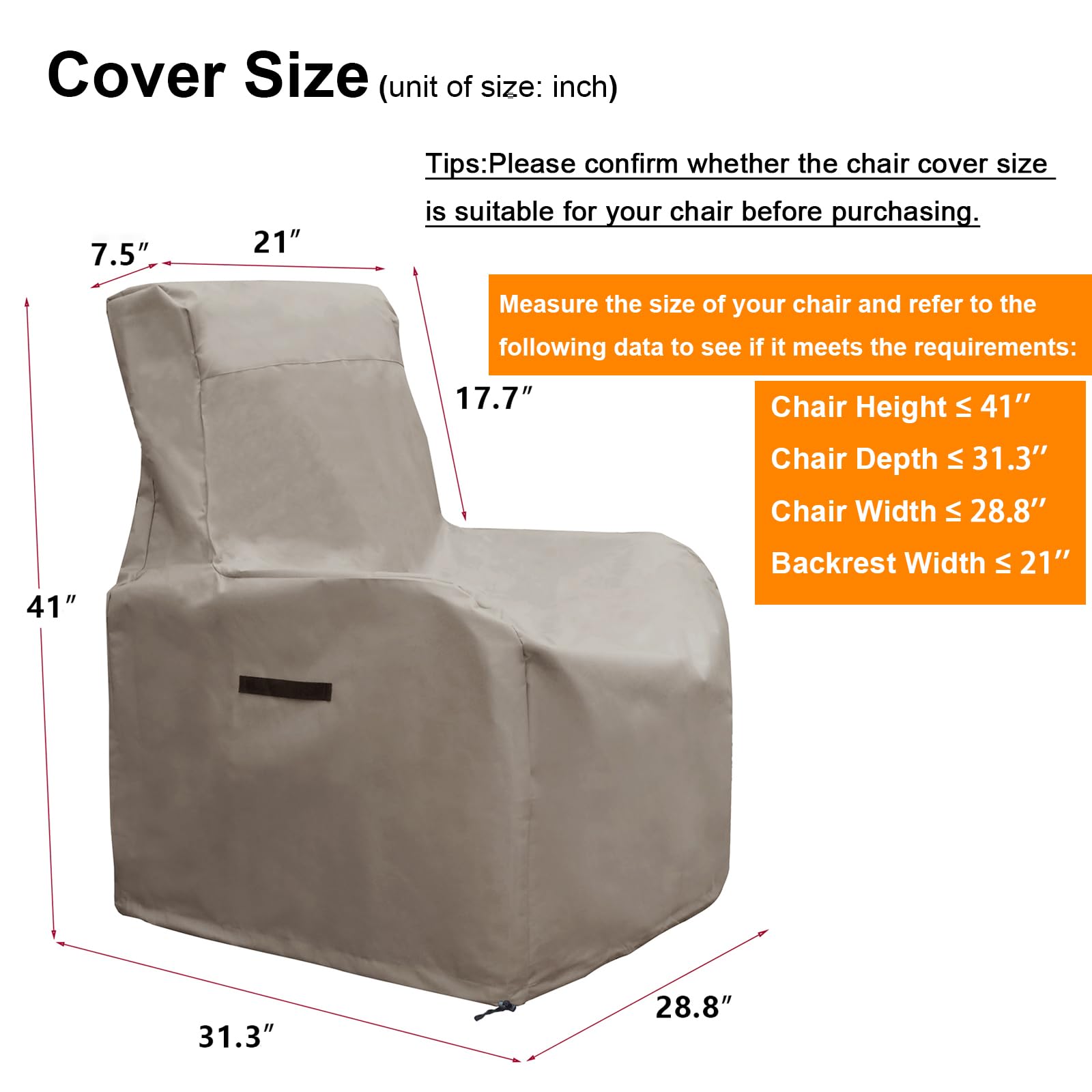**Skypatio Waterproof Patio Chair Cover - All-Weather Outdoor Furniture Storage Protector (Khaki) | Perfect for Patio, Garden, and Deck Chairs**