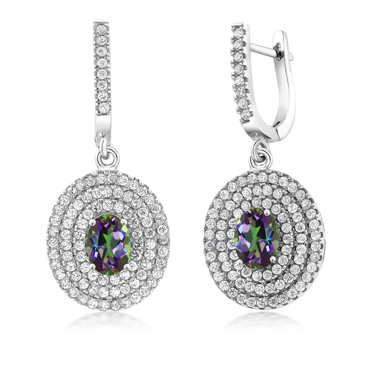 4.14 Ct Oval Green Mystic Topaz Sterling Silver Earrings for Women - 925 Silver Gemstone Jewelry for Birthday, Anniversary & Special Occasions