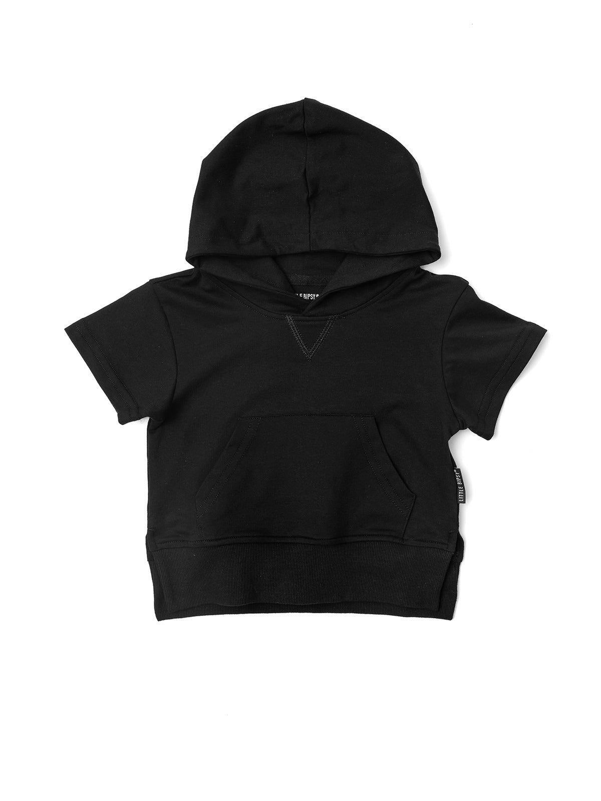 Men's Black Short Sleeve Hoodie - Lightweight Summer Pullover for Casual Wear, Gym & Outdoor Activities