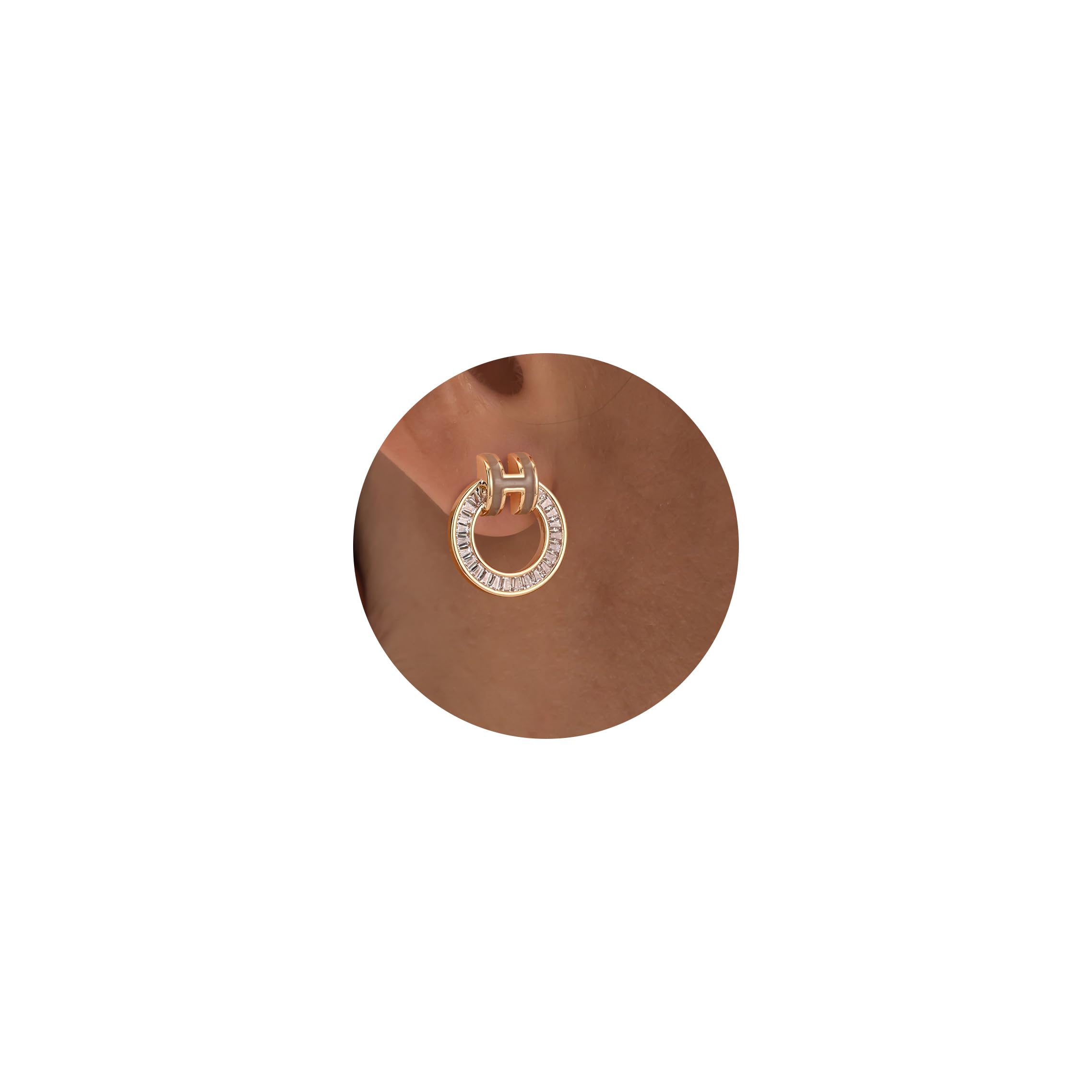14K Gold Stud Earrings for Women - Enamel H-Shaped Earrings | Elegant Birthday Gifts for Her | Perfect for Everyday Wear, Date Nights & Special Occasions
