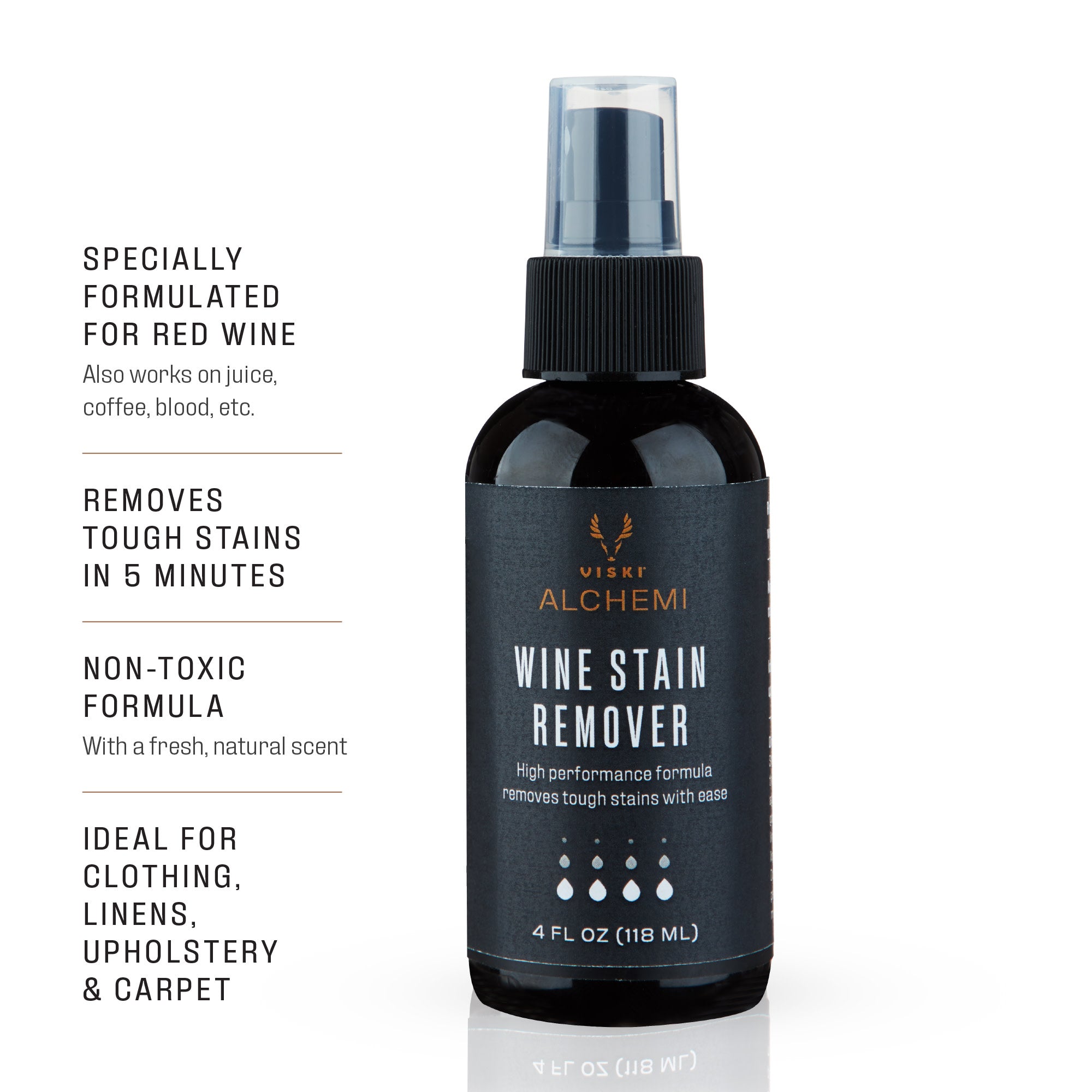 Alchemi Wine Stain Remover - 4 oz Fast-Acting Stain Treatment for Clothes, Carpets & Upholstery | Perfect for Parties, Dining & Red Wine Spills