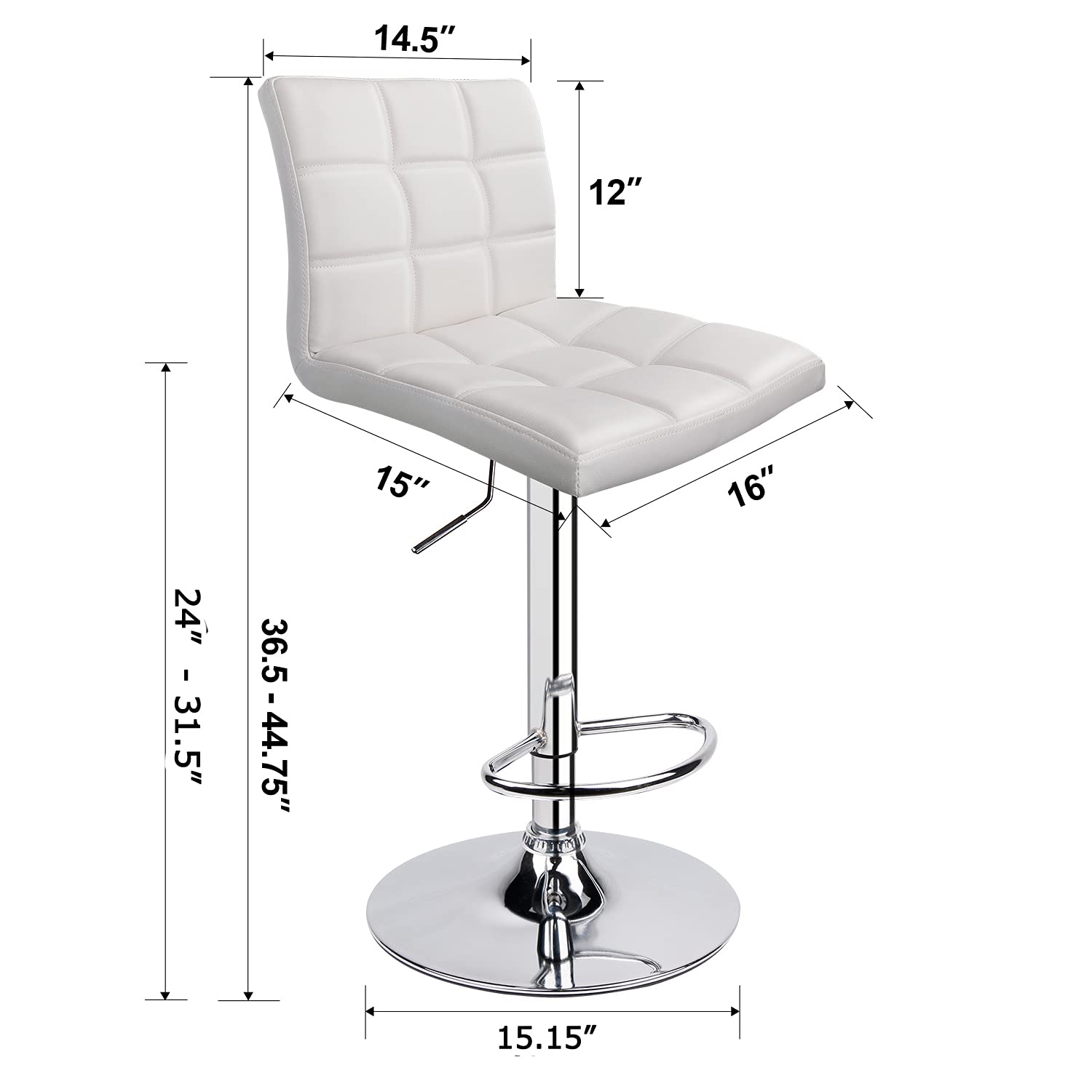Modern Leopard Print PU Leather Adjustable Swivel Bar Stools with Back - Set of 3, Counter Height Kitchen Stools for Dining, Bar & Breakfast Nook - White Square Back Barstools for Home & Restaurant Use