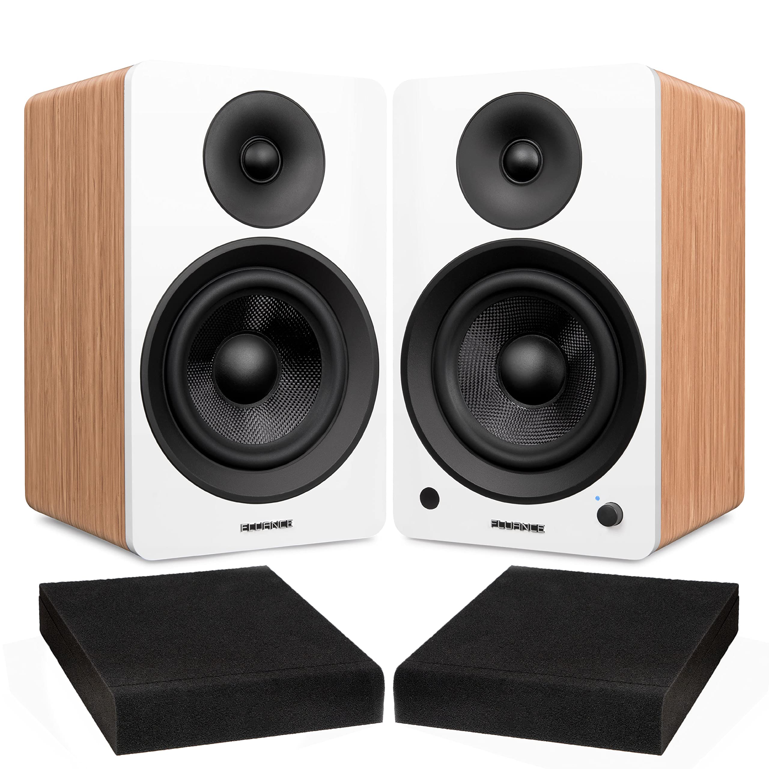 Fluance Ai61 Lucky Bamboo Powered 2.0 Stereo Bookshelf Speakers - 6.5