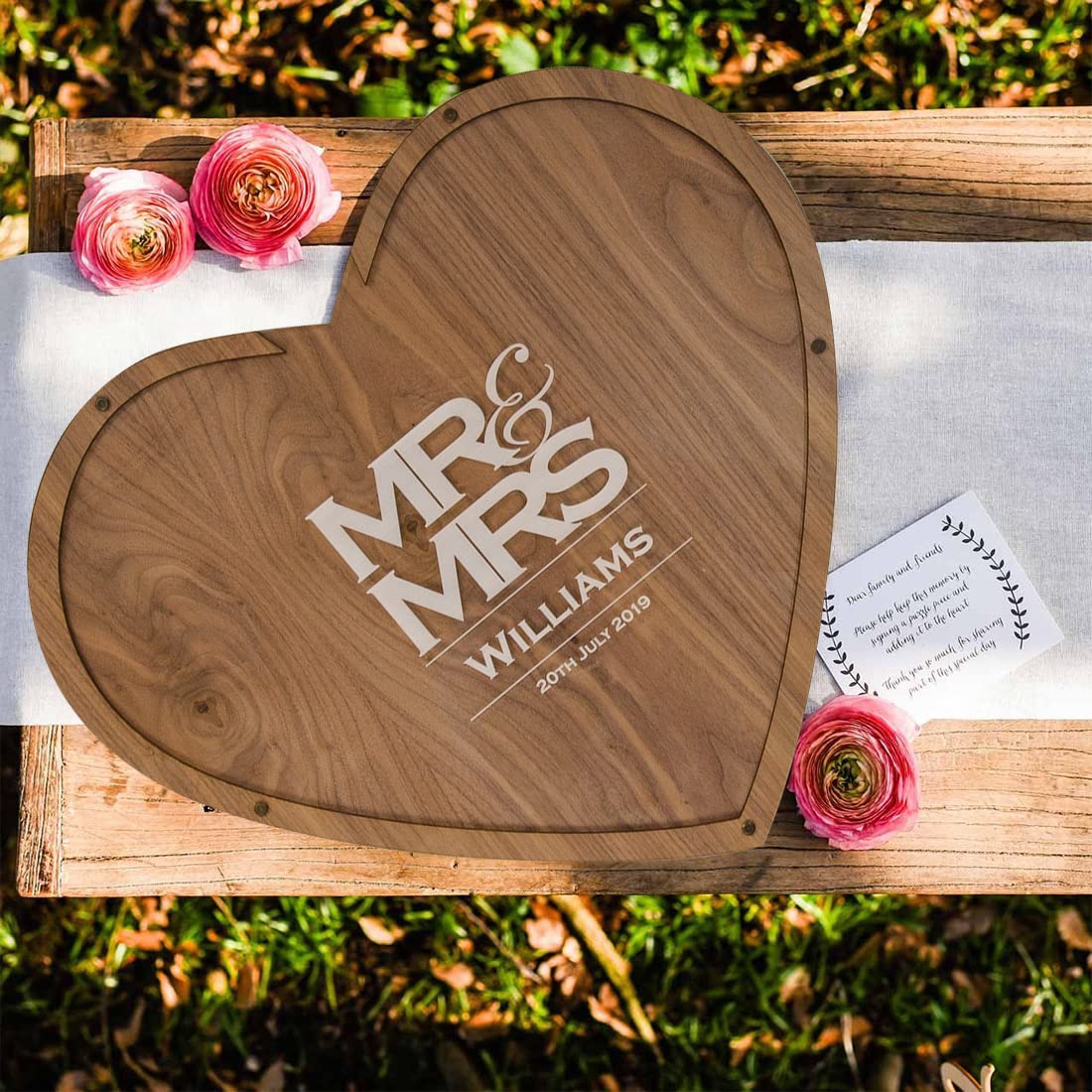 Personalized Heart Wedding Guest Book Alternative - Unique Guest Book Frame with Hearts for Wedding Reception Decorations - Perfect for Bridal Showers, Anniversaries, and Romantic Events