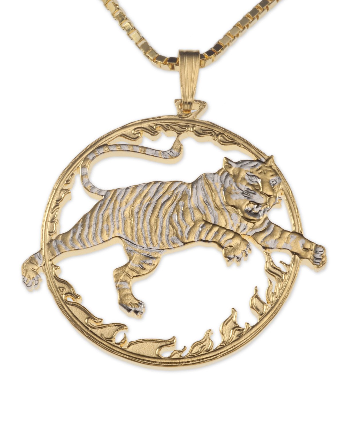 Handmade Tiger Pendant Necklace with Authentic China 10 Yuan Coin - Unique Chinese Cultural Jewelry Gift for Women & Men - Perfect for Festivals, Collections and Special Occasions