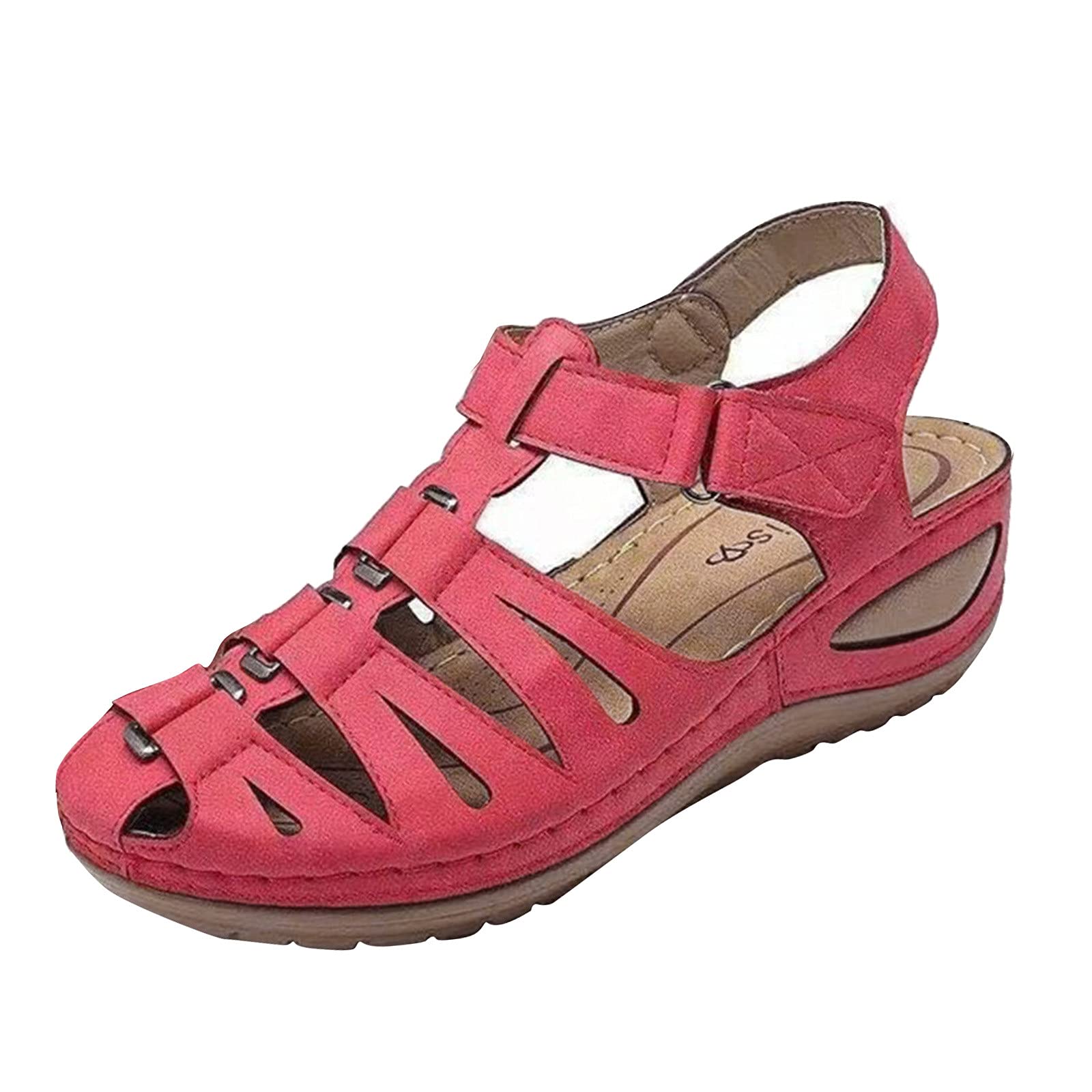 Women's Comfortable Closed Toe Hollow Sandals - Casual Low Wedge Cutout Flats for Walking, Driving & Outdoor Activities | Perfect for Beach, Vacation and Summer Wear