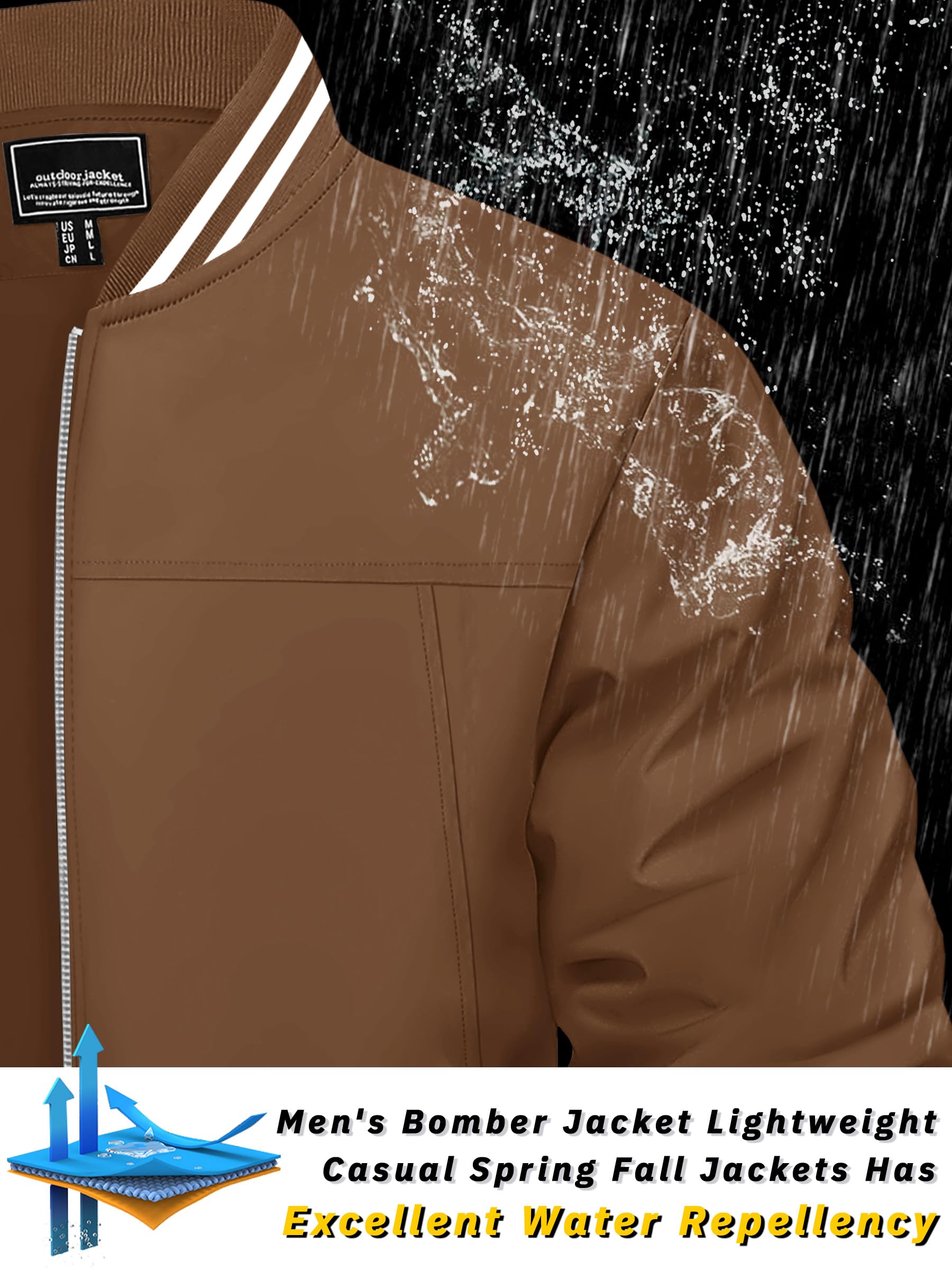 TACVASEN Men's Lightweight Jacket - Windproof Bomber Jacket with Pockets for Spring & Fall | Casual Outerwear for Hiking, Travel & Daily Wear