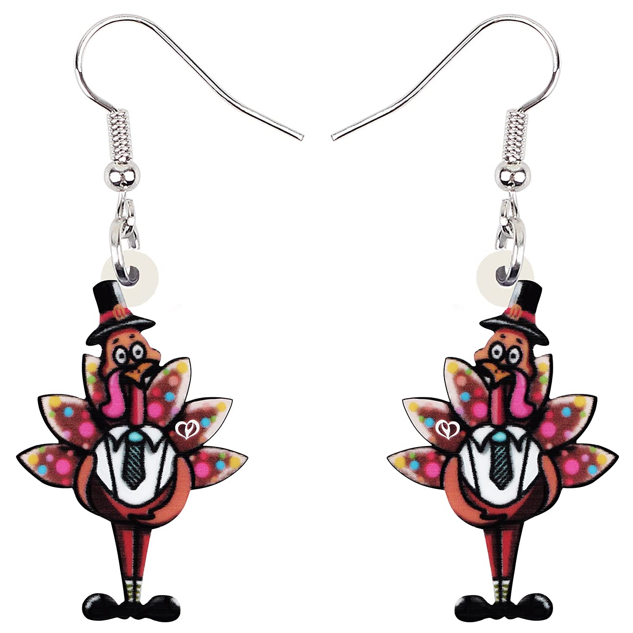 WEVENI Acrylic Fall Thanksgiving Pumpkin Turkey Earrings - Anime Chicken Dangle Drop Fashion Jewelry for Women - Perfect Gift for Thanksgiving, Halloween, Cosplay & Anime Conventions