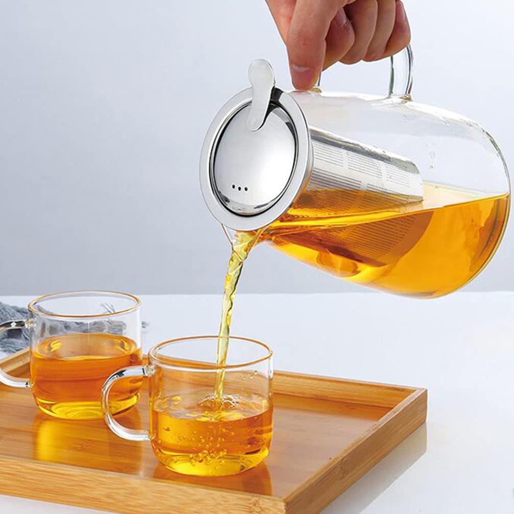 Hemoton 1pc Large Capacity Glass Teapot with Strainer - 40oz Borosilicate Glass Kettle for Loose Leaf Tea, Herbal Infusions & Blooming Tea - Perfect for Home, Office & Tea Ceremonies