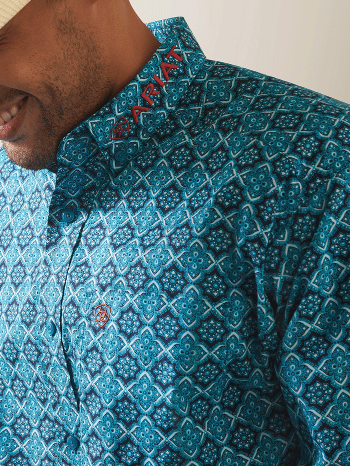 Ariat Men's Team Solomon Classic Fit Shirt - Blue Teal Western Work Shirt for Ranch, Rodeo & Casual Wear