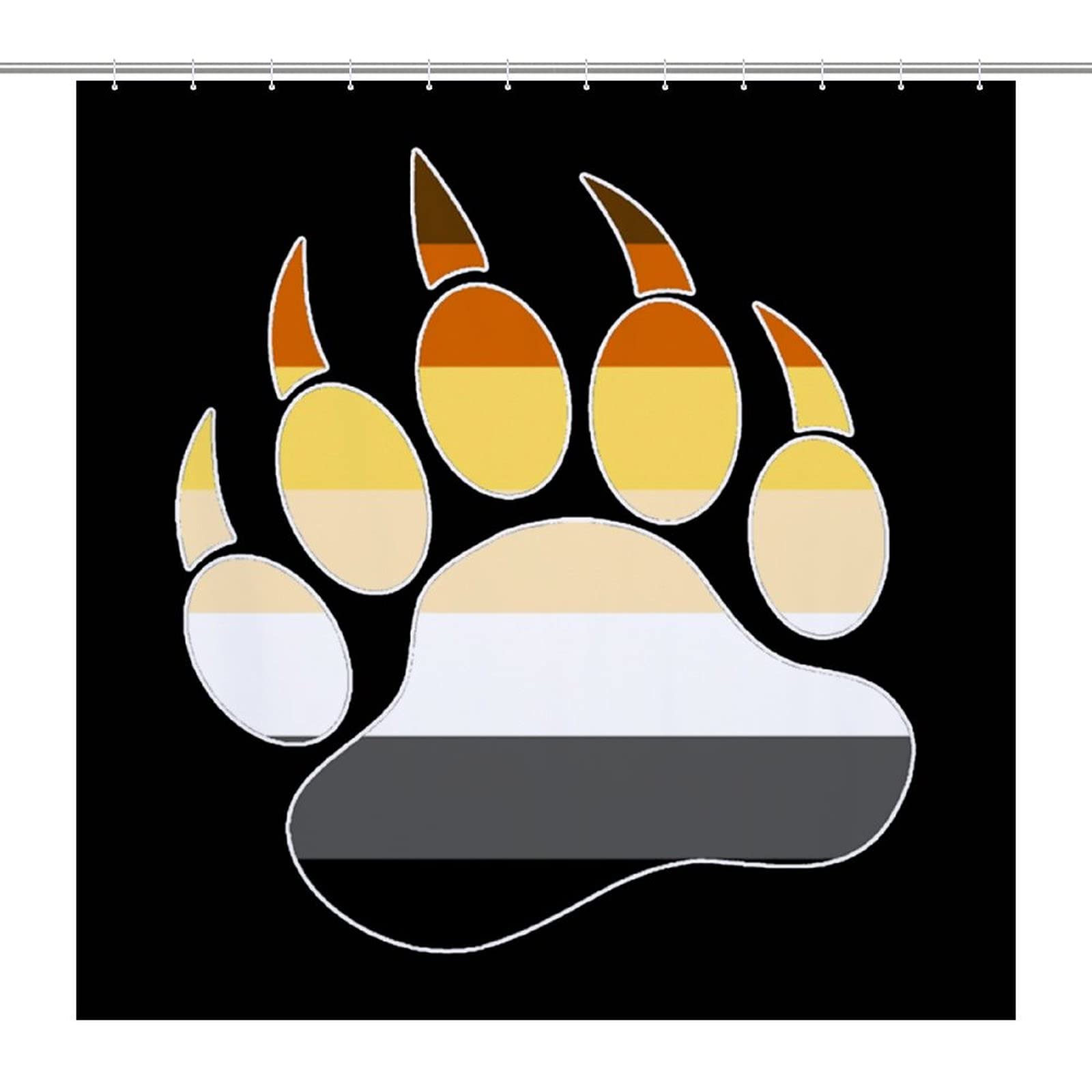 Gay Bear Pride Paw Waterproof Polyester Shower Curtain - 72×72 Inch (183×183cm) Bathroom Decor for LGBTQ+ Friendly Homes - Perfect for Pride Month, Gender-Neutral Bathrooms & Bear-Themed Parties