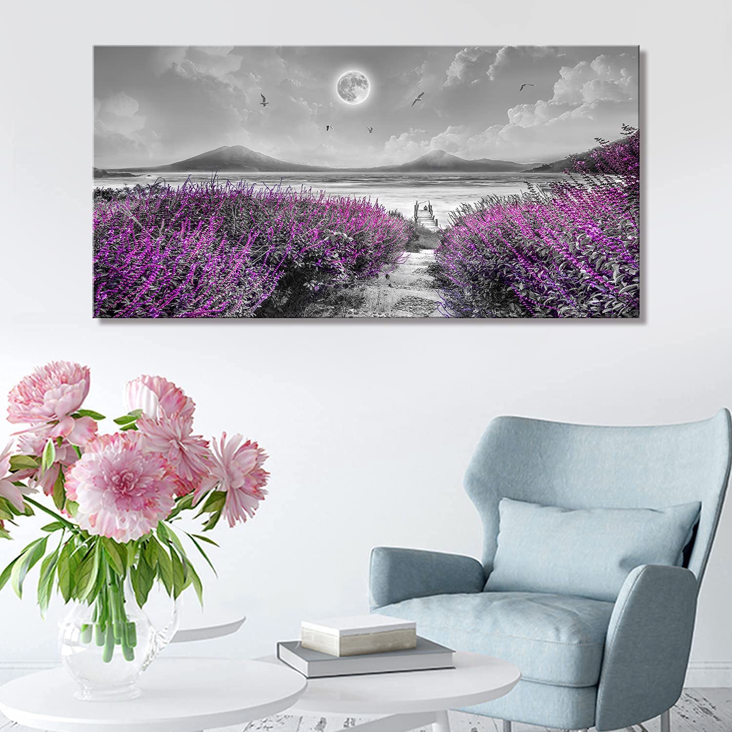 Lavender Ocean Beach Wall Art - Large 30