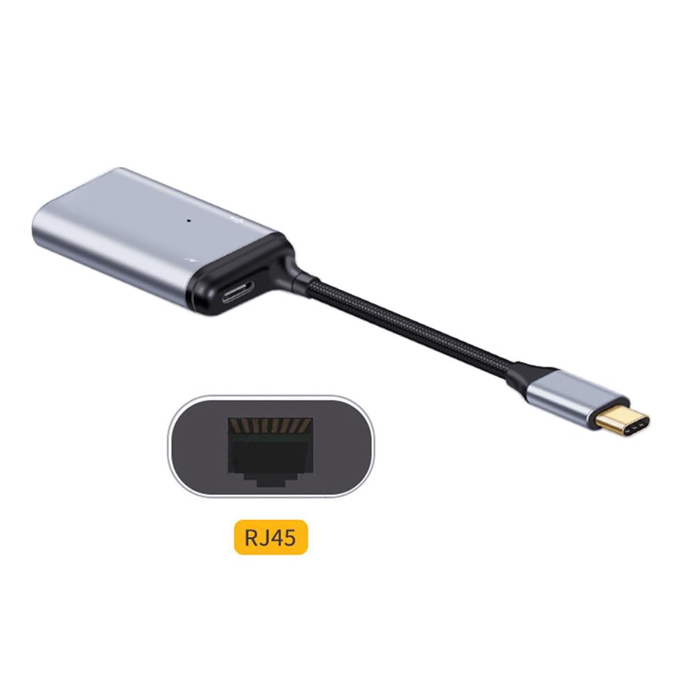 NFHK USB-C to Gigabit Ethernet Adapter with PD Power Port - 1000Mbps High-Speed LAN Network Dongle for MacBook Pro, iPad Pro, Surface Laptop - Perfect for Home Office, Gaming & Video Conferencing