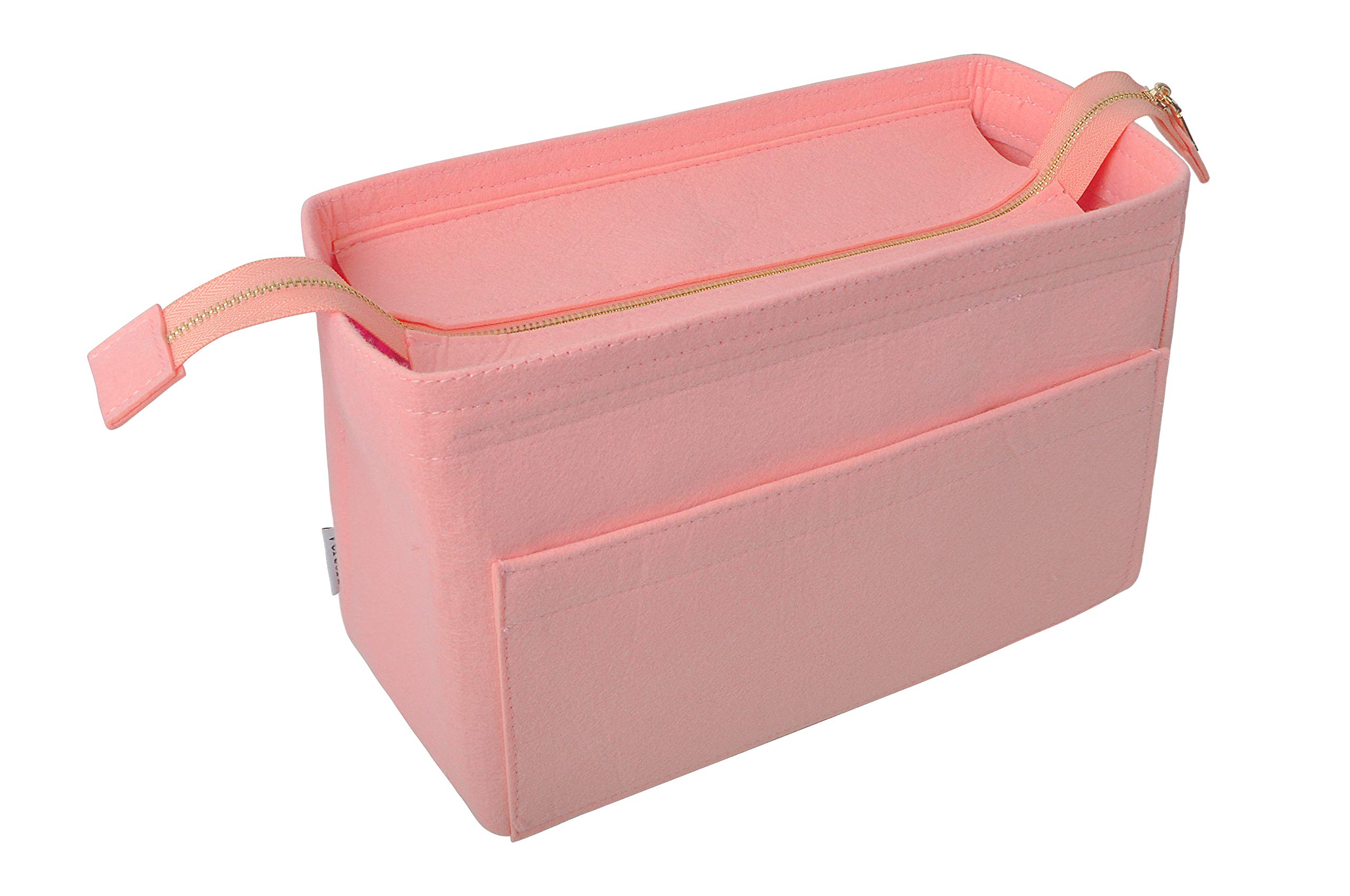 Vercord Large Felt Zipper Handbag Tote Purse Duffel Backpack Organizer Insert in Pale Pink - Perfect for Travel, Work, Gym & Daily Organization