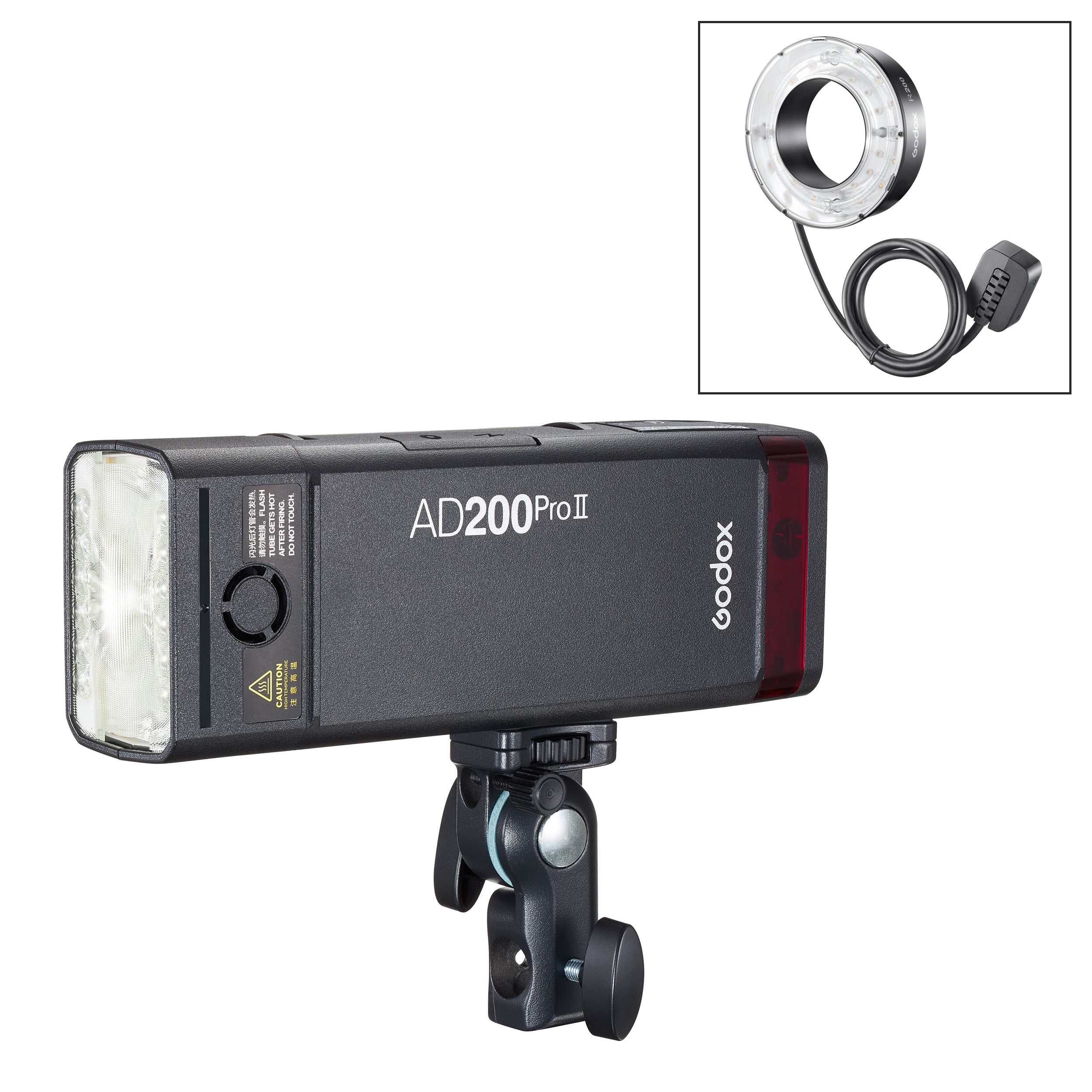 Godox AD200PROII 200Ws Battery-Powered Flash with R200 Ring Flash Attachment - Perfect for Portrait, Fashion, and Product Photography