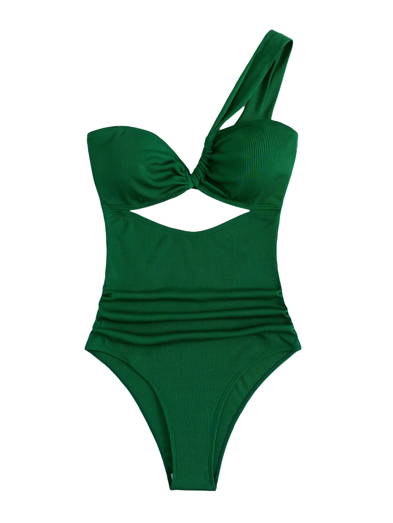 Milumia Women's One Shoulder Cut Out One Piece Swimsuit - Sexy Ruched Bathing Suit for Beach, Pool & Vacation | Plus Size Swimwear for Women
