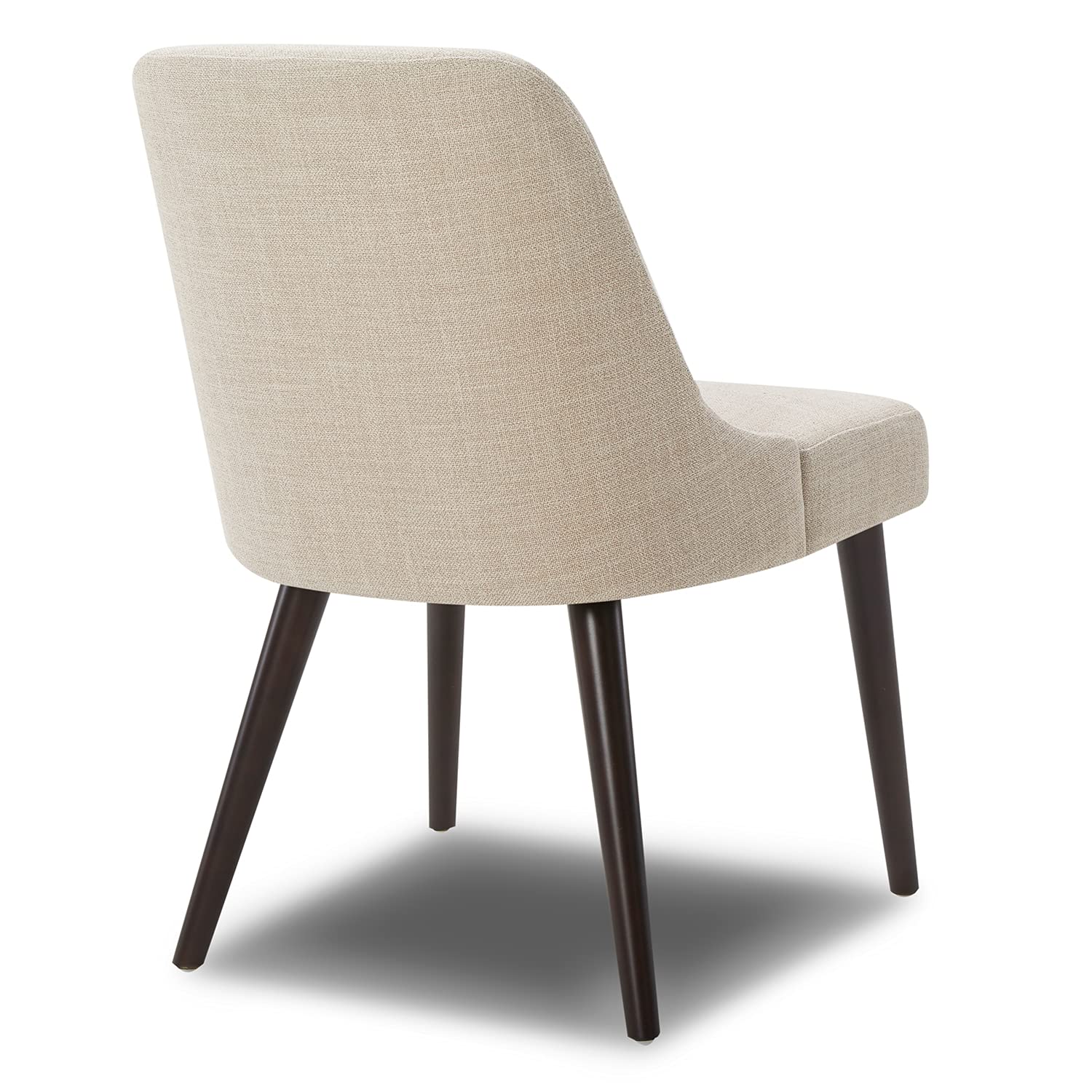 Mid-Century Modern Dining Chairs Set of 2 - Upholstered Fabric Accent Chairs for Dining Room in Flax Beige - Perfect for Kitchen, Breakfast Nook & Small Space Dining Areas
