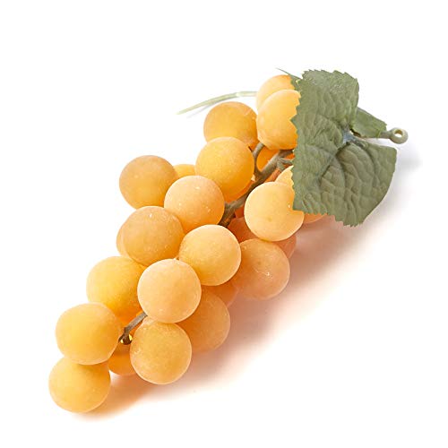 Premium Golden Yellow Artificial Grape Clusters - Set of 2 | Realistic Fake Grapes for Home Decor, Wedding Centerpieces, and DIY Crafts