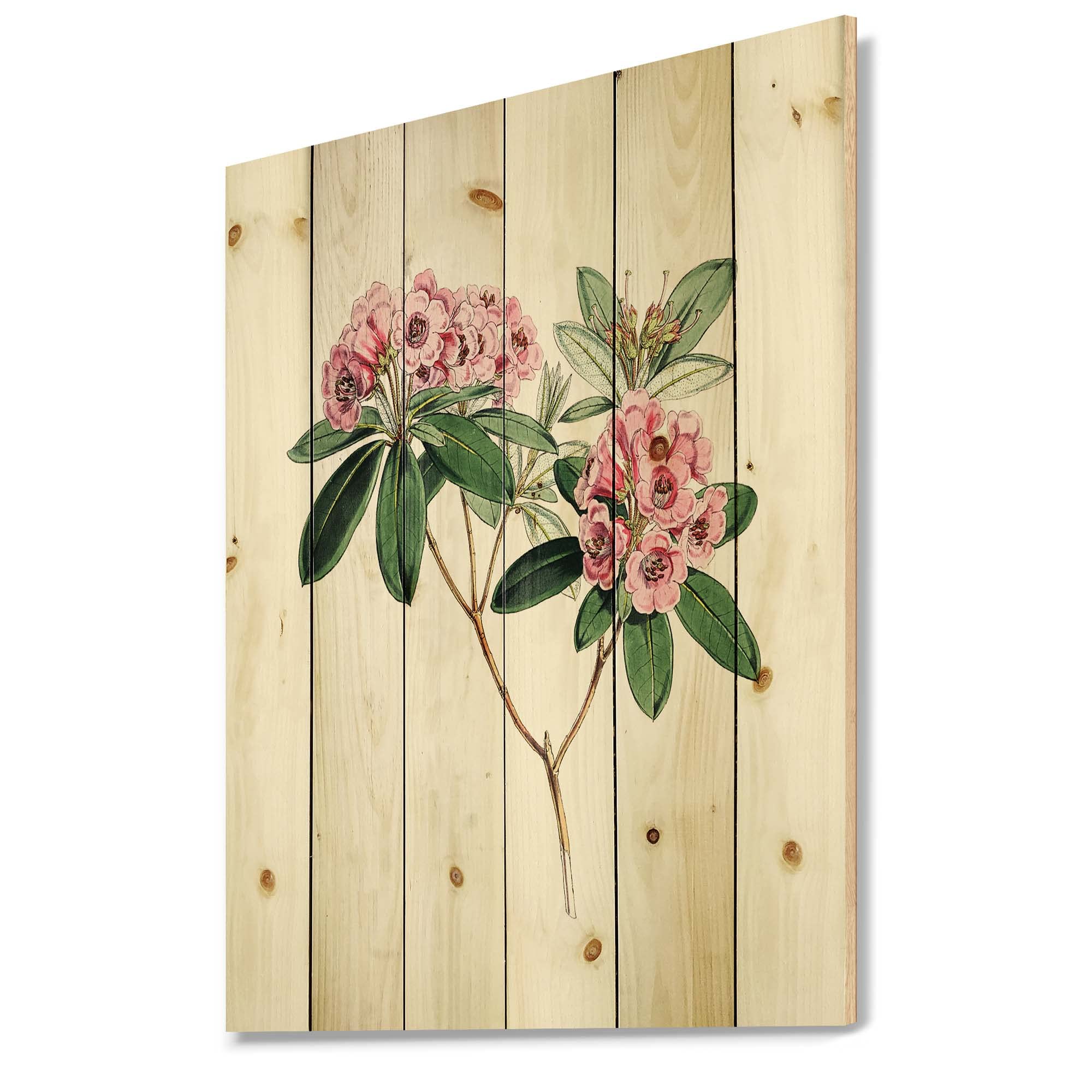 Vintage American Floral Wall Decor - Pink Large Wood Wall Art Panel with Traditional Flora Design, Handcrafted Pine Wood Wall Hanging for Living Room, Bedroom & Home Decor